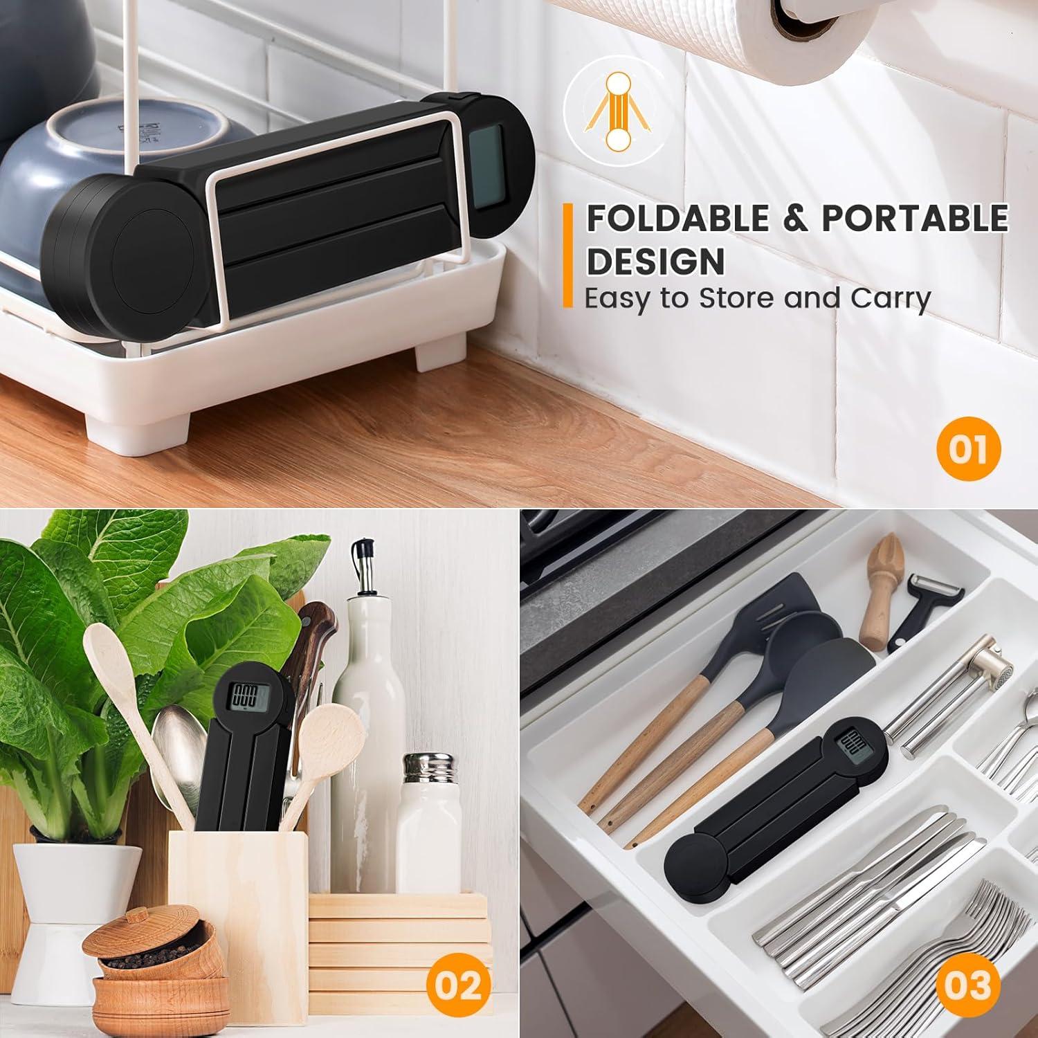 Báscula de Cocina Digital Plegable Beewin 120g LCD Negra