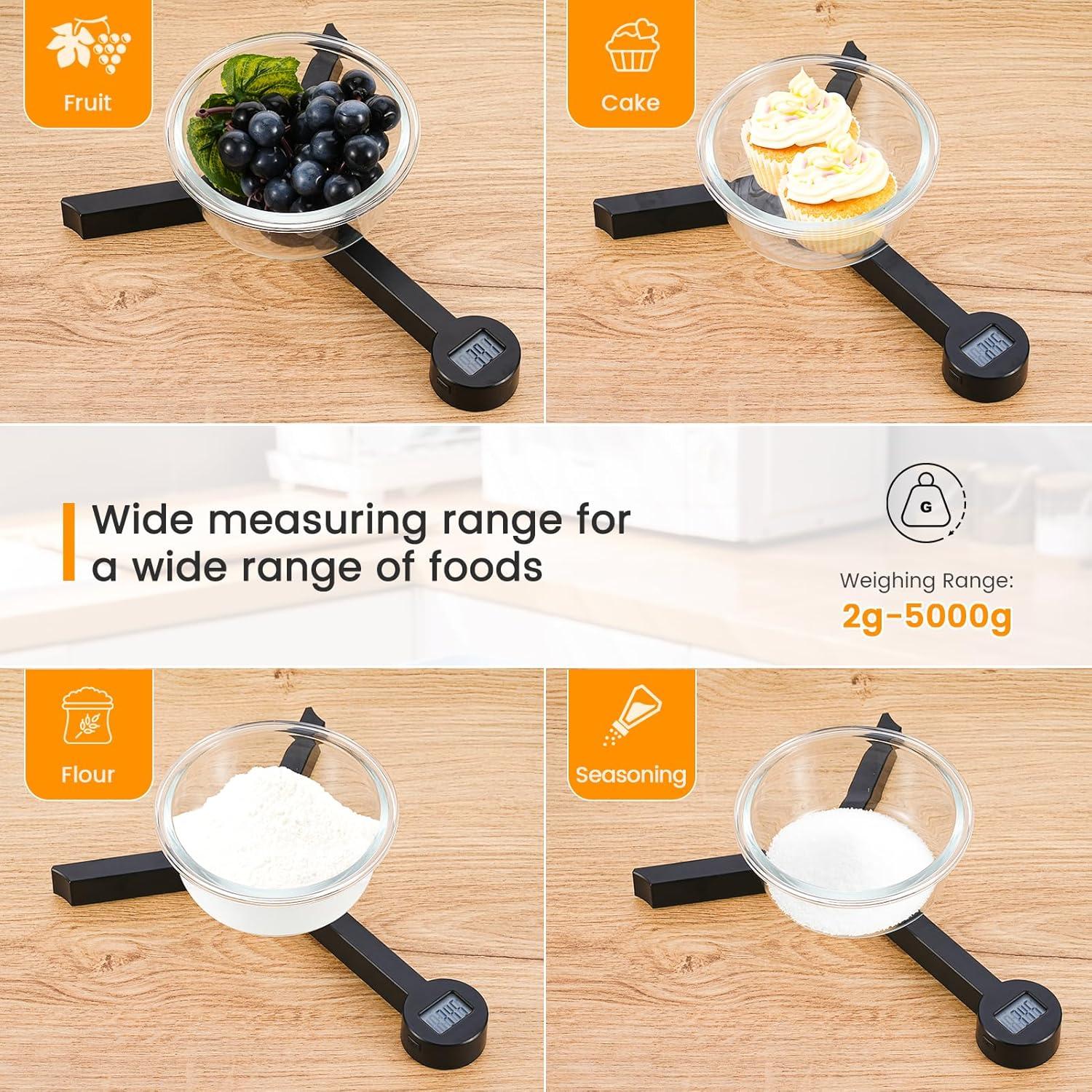 Báscula de Cocina Digital Plegable Beewin 120g LCD Negra