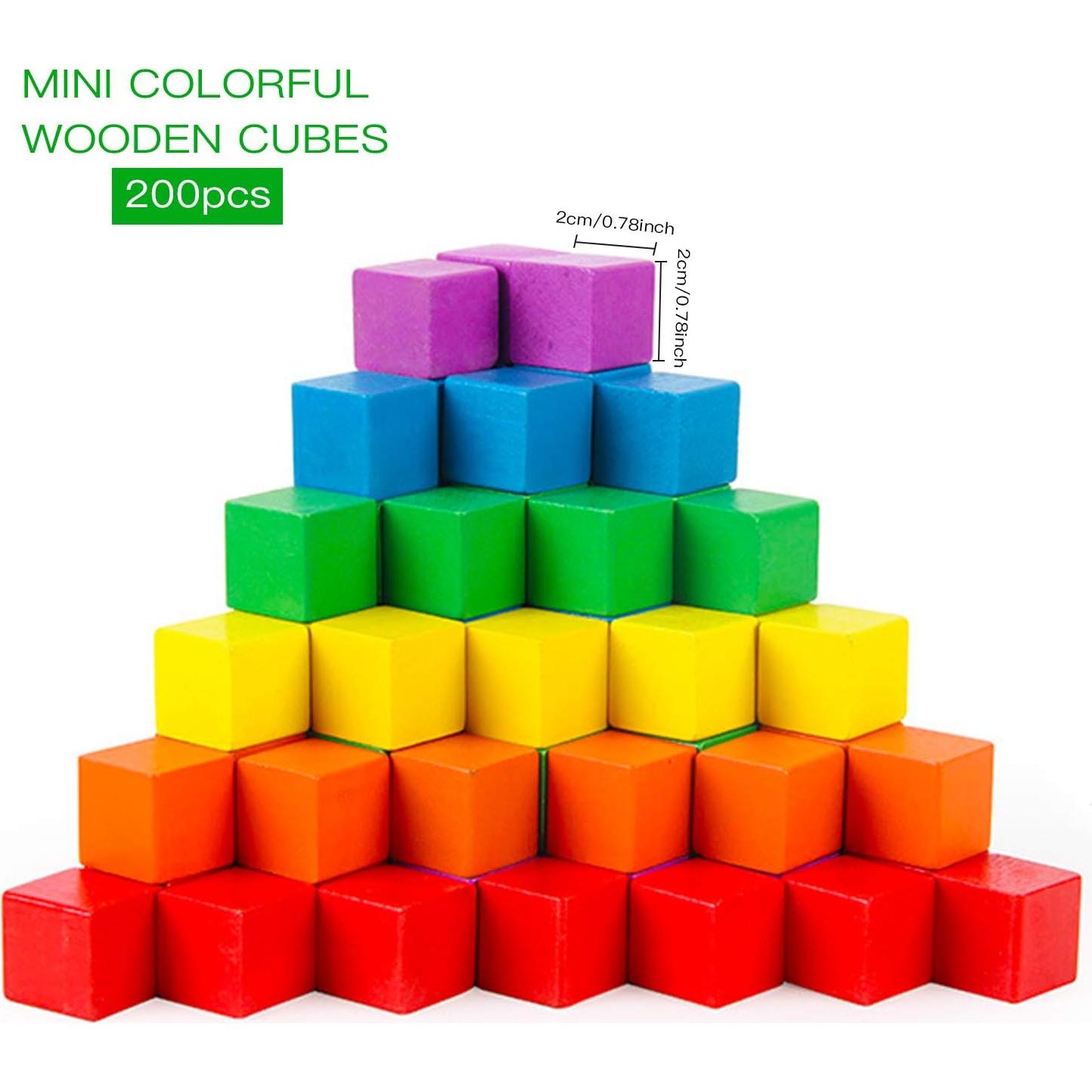 Bloques de Madera Coobbar 200 Piezas 1.98 cm Colores Variados