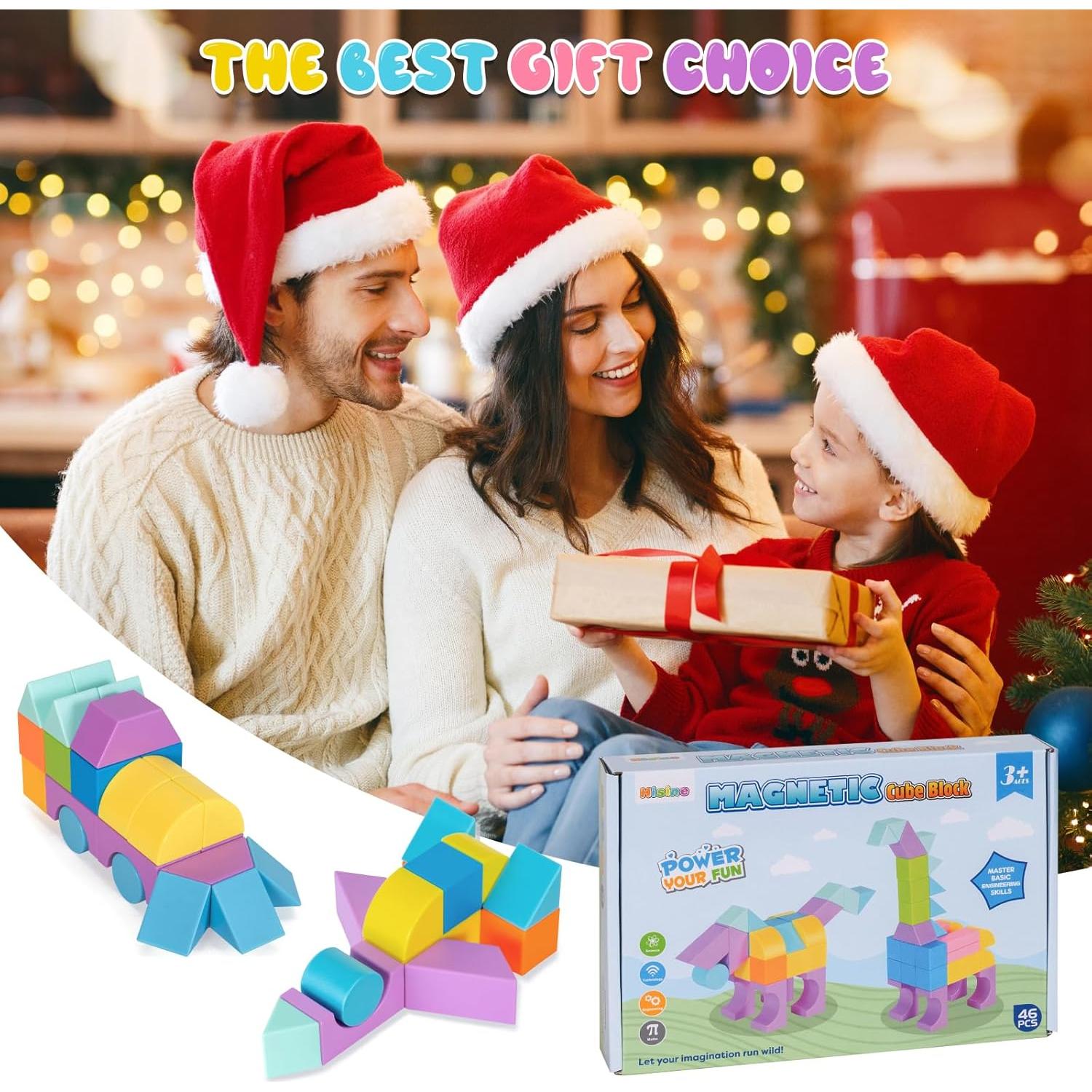 Bloques Magnéticos de Construcción Hisine 46 PCS para Niños 3+