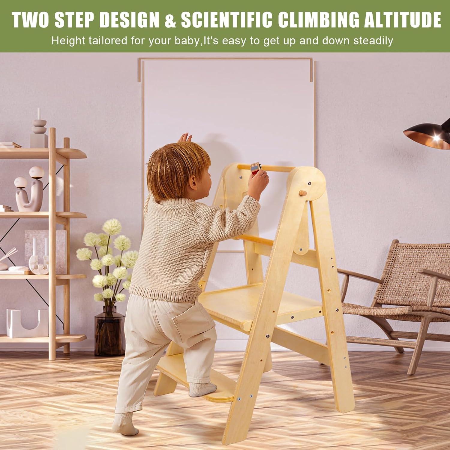 Torre de Aprendizaje Plegable para Niños de Madera Beige