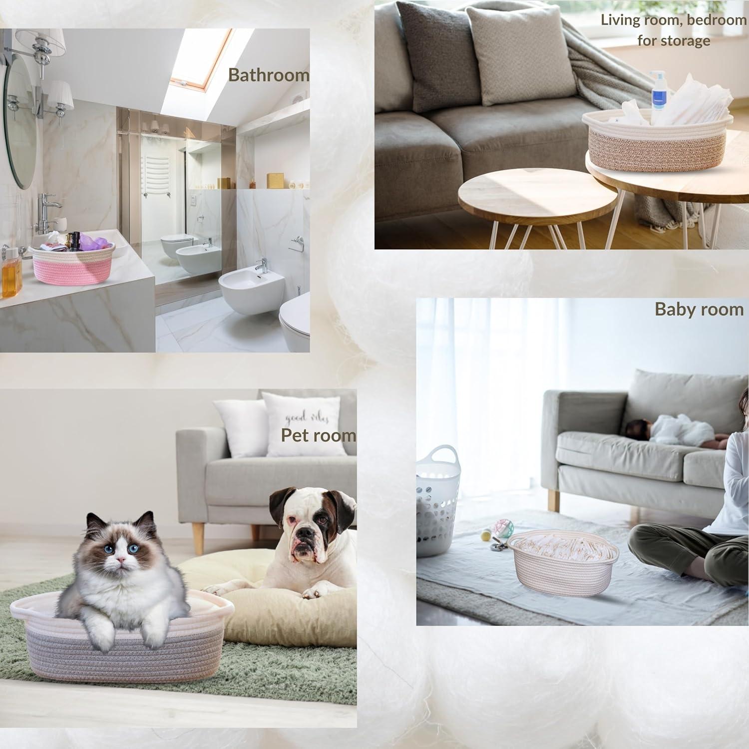 Cestas de Almacenamiento Tejidas QFLQFL 30.48x20.32cm - 2 Piezas