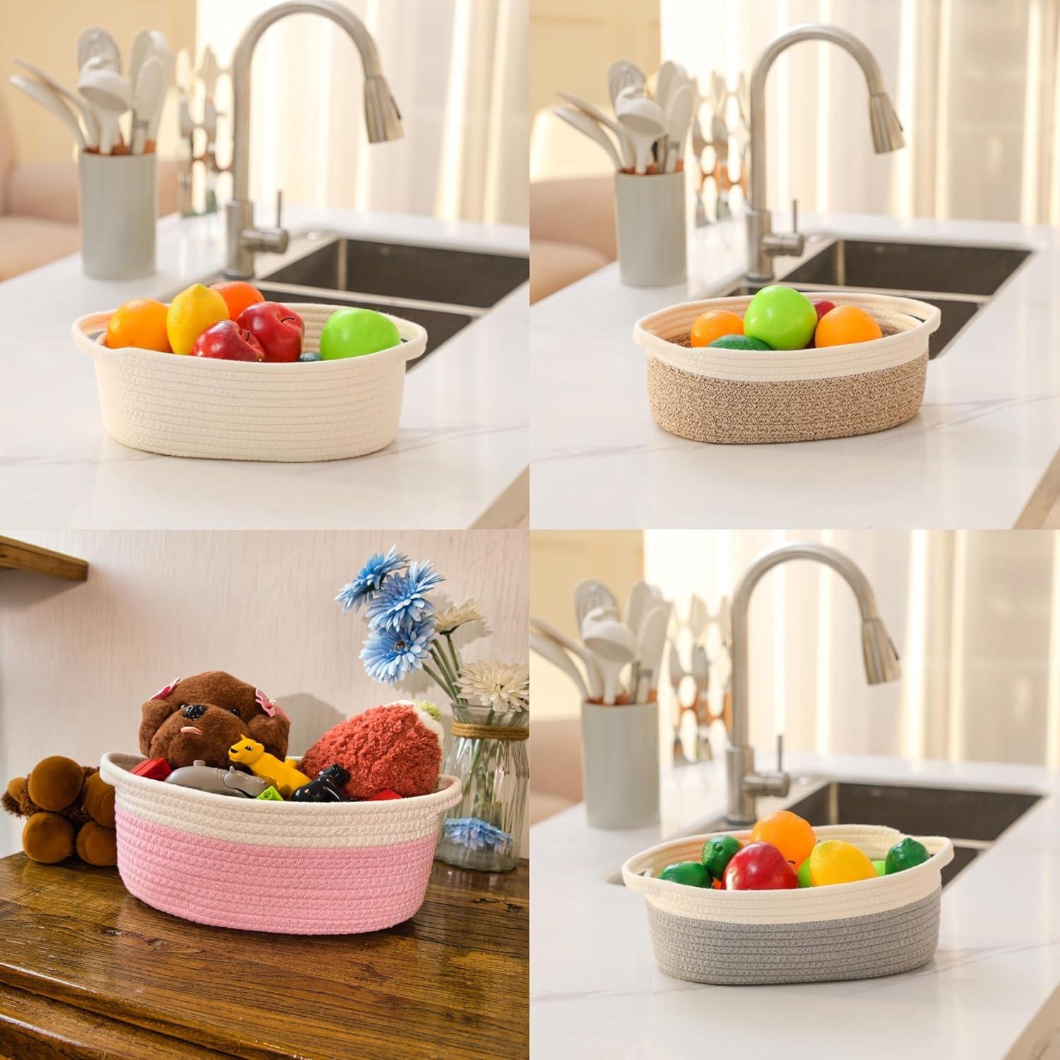 Cestas de Almacenamiento Tejidas QFLQFL 30.48x20.32cm - 2 Piezas