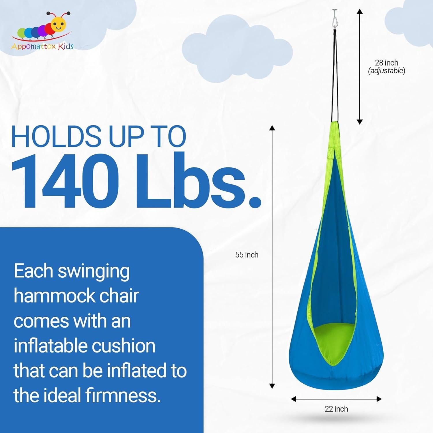 Silla Colgante para Niños Appomattox Kids Azul 145x53 cm