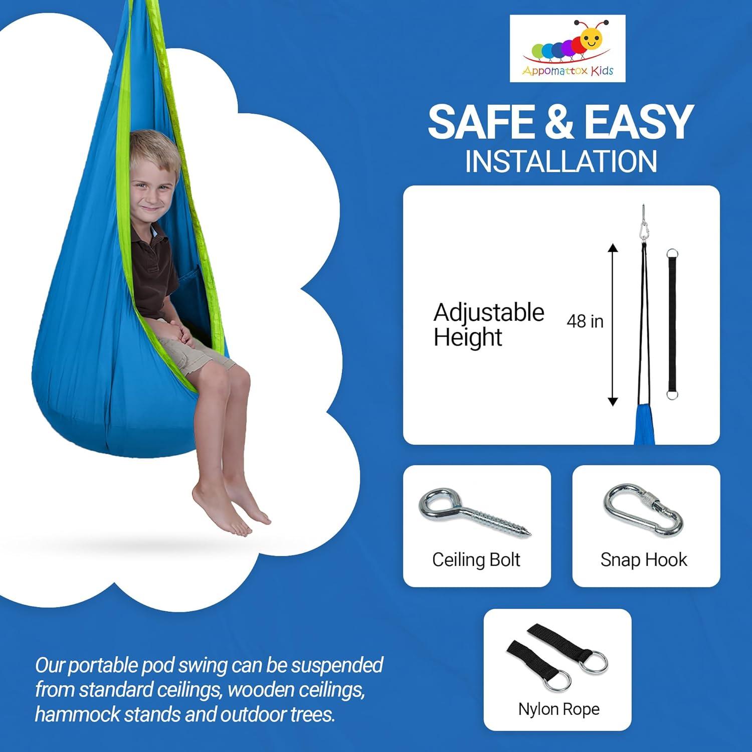 Silla Colgante para Niños Appomattox Kids Azul 145x53 cm