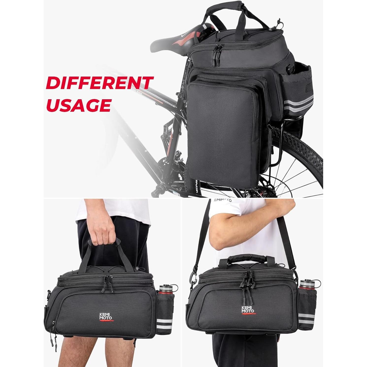 Bolsa de Bicicleta KEMIMOTO 20L Resistente al Agua Negra