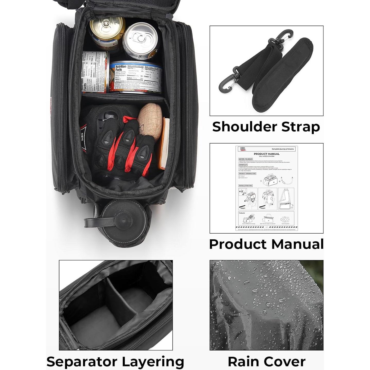 Bolsa de Bicicleta KEMIMOTO 20L Resistente al Agua Negra