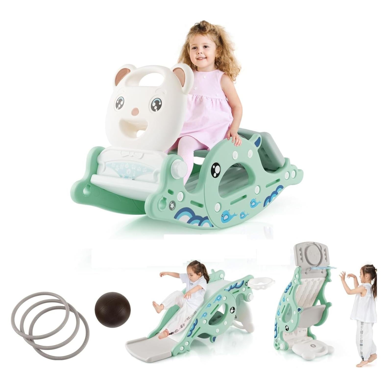 Tobogán 4 en 1 Costzon para Niños - Caballito, Aro y Anillos