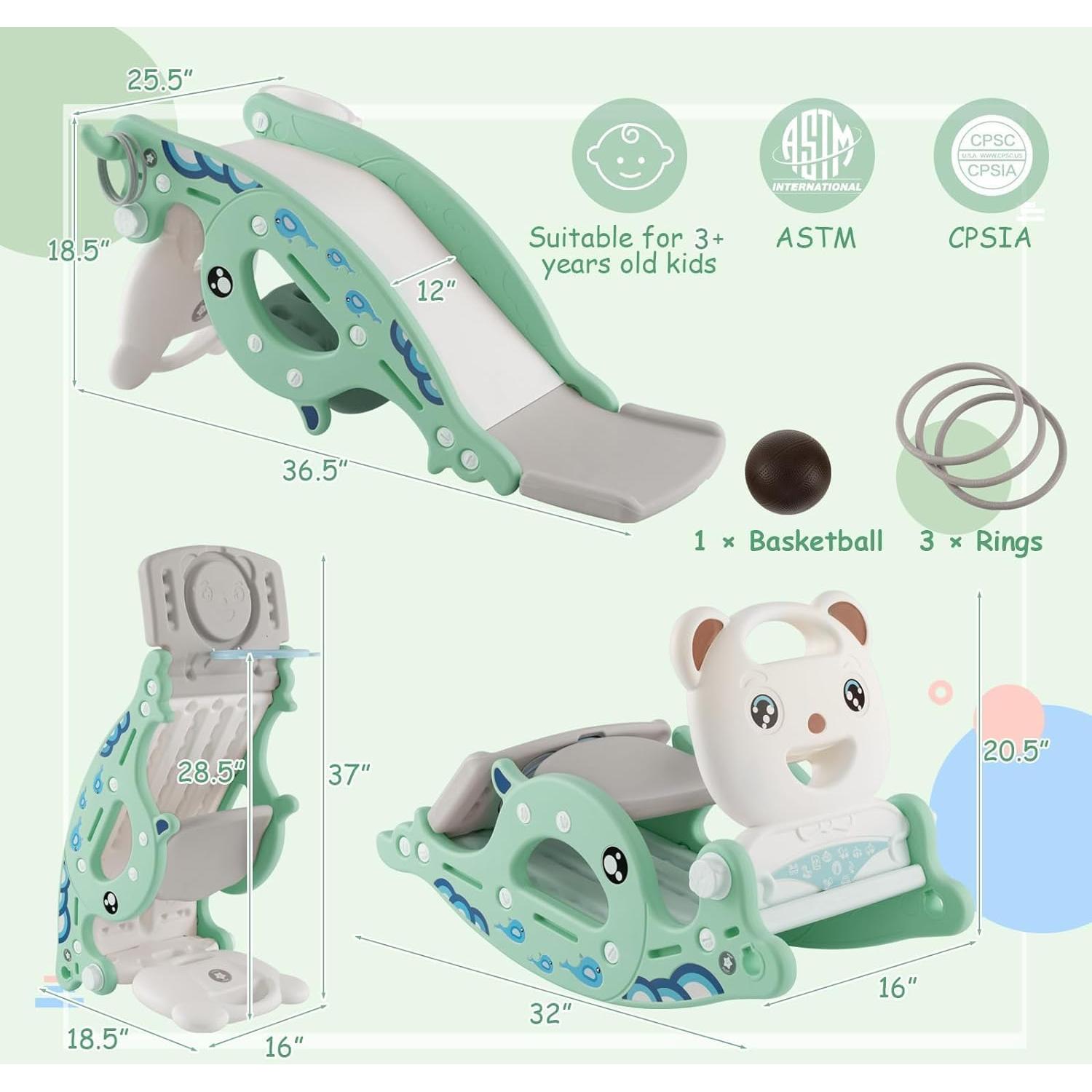 Tobogán 4 en 1 Costzon para Niños - Caballito, Aro y Anillos