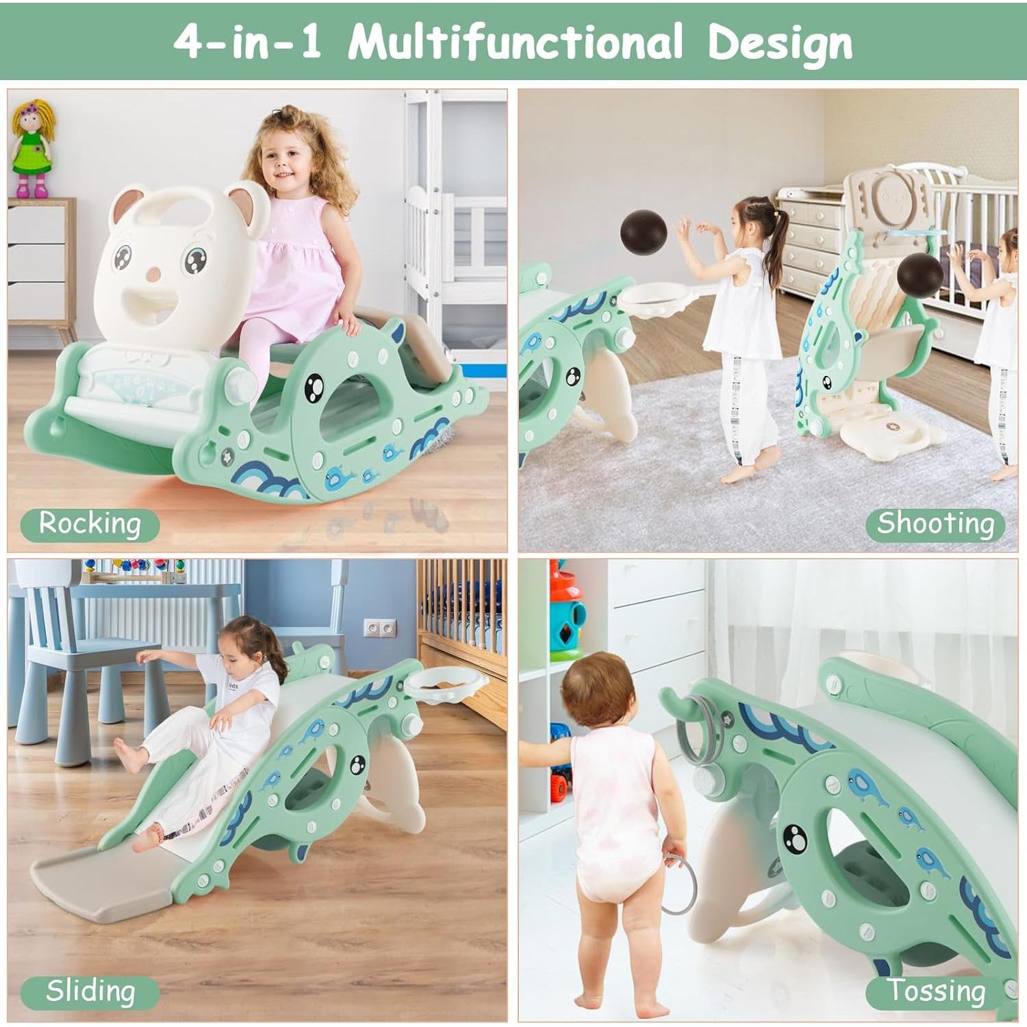 Tobogán 4 en 1 Costzon para Niños - Caballito, Aro y Anillos