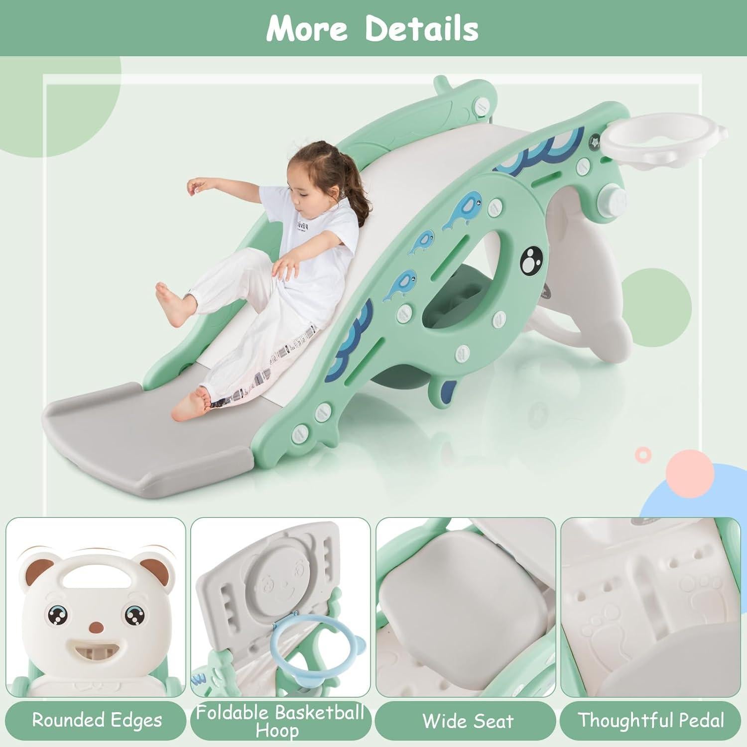 Tobogán 4 en 1 Costzon para Niños - Caballito, Aro y Anillos