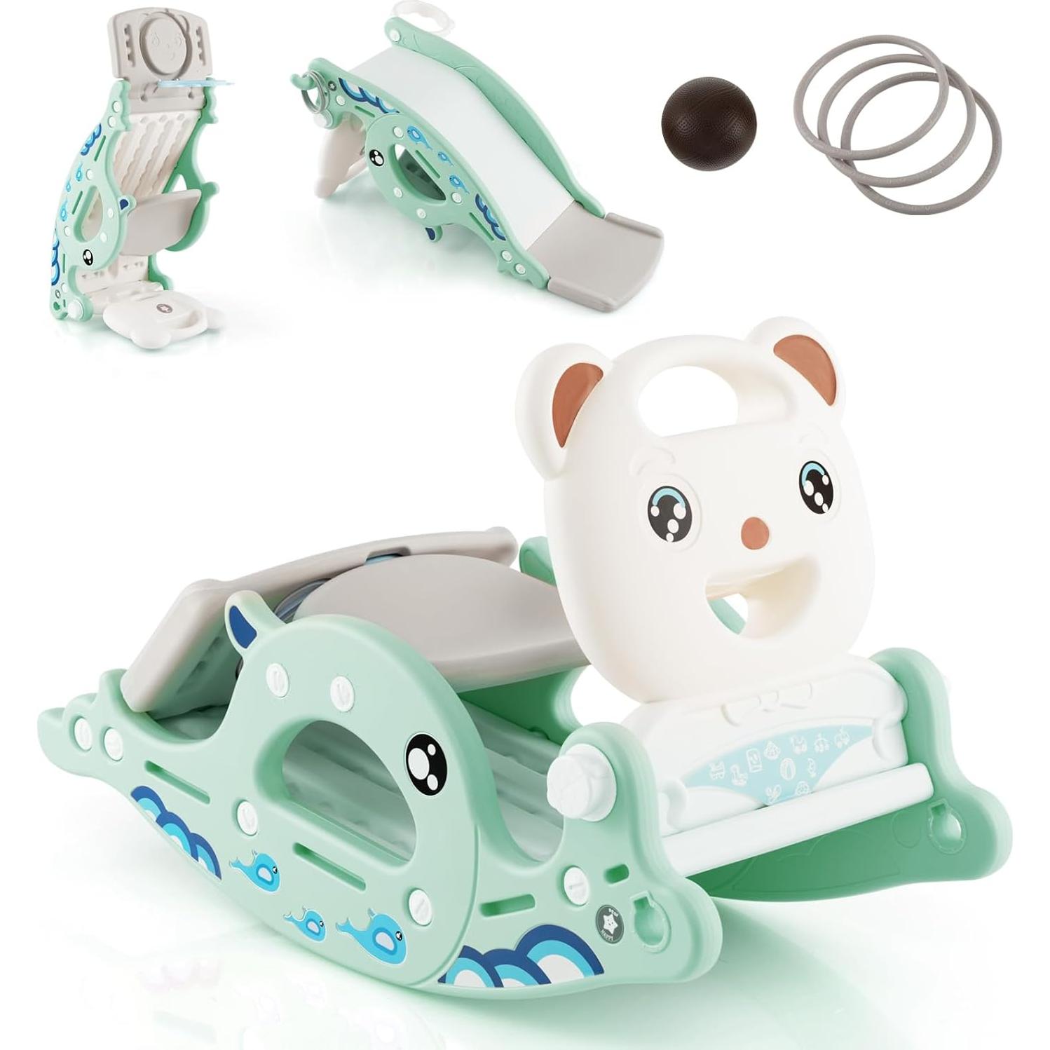 Tobogán 4 en 1 Costzon para Niños - Caballito, Aro y Anillos