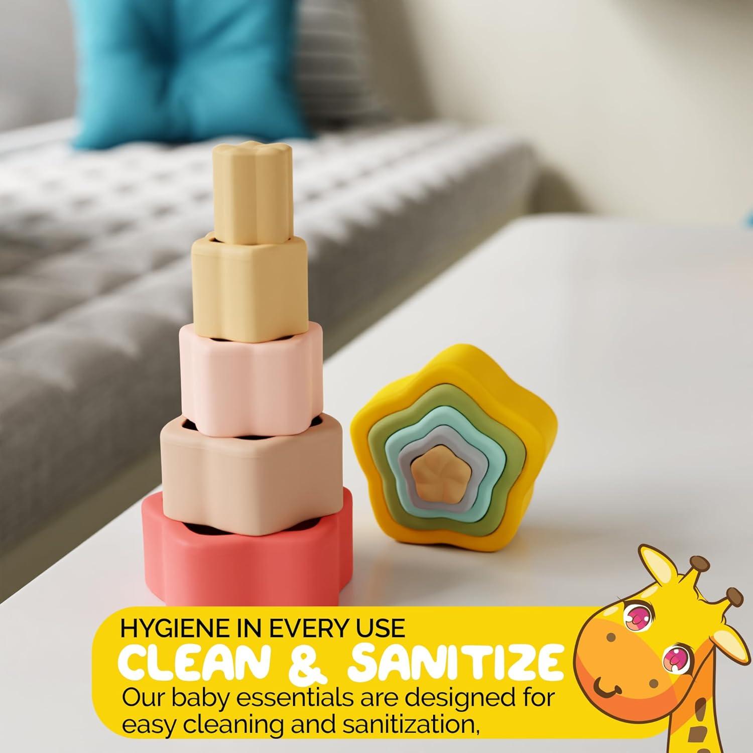 Juguete Apilable Estrella Muqee Peeko Silicona Grado Alimenticio