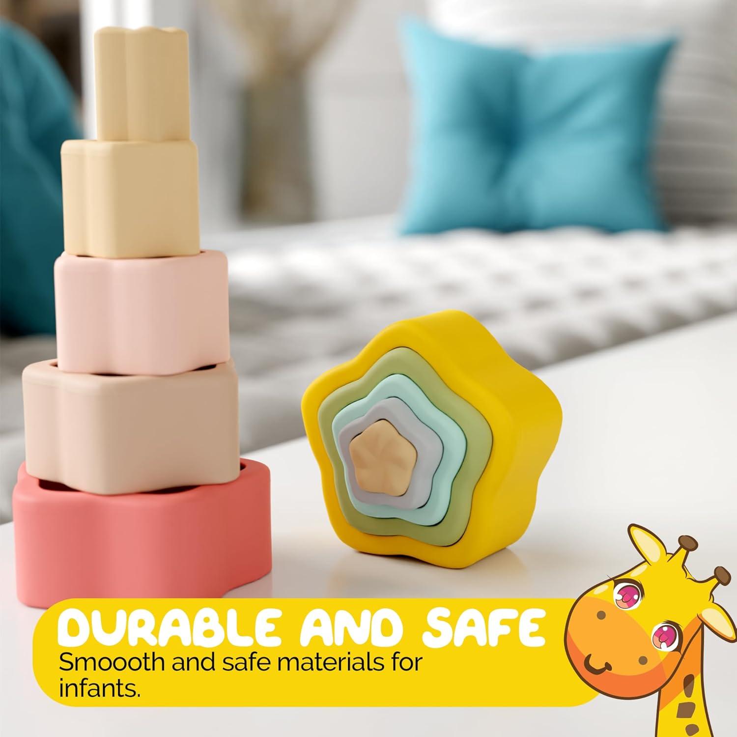 Juguete Apilable Estrella Muqee Peeko Silicona Grado Alimenticio