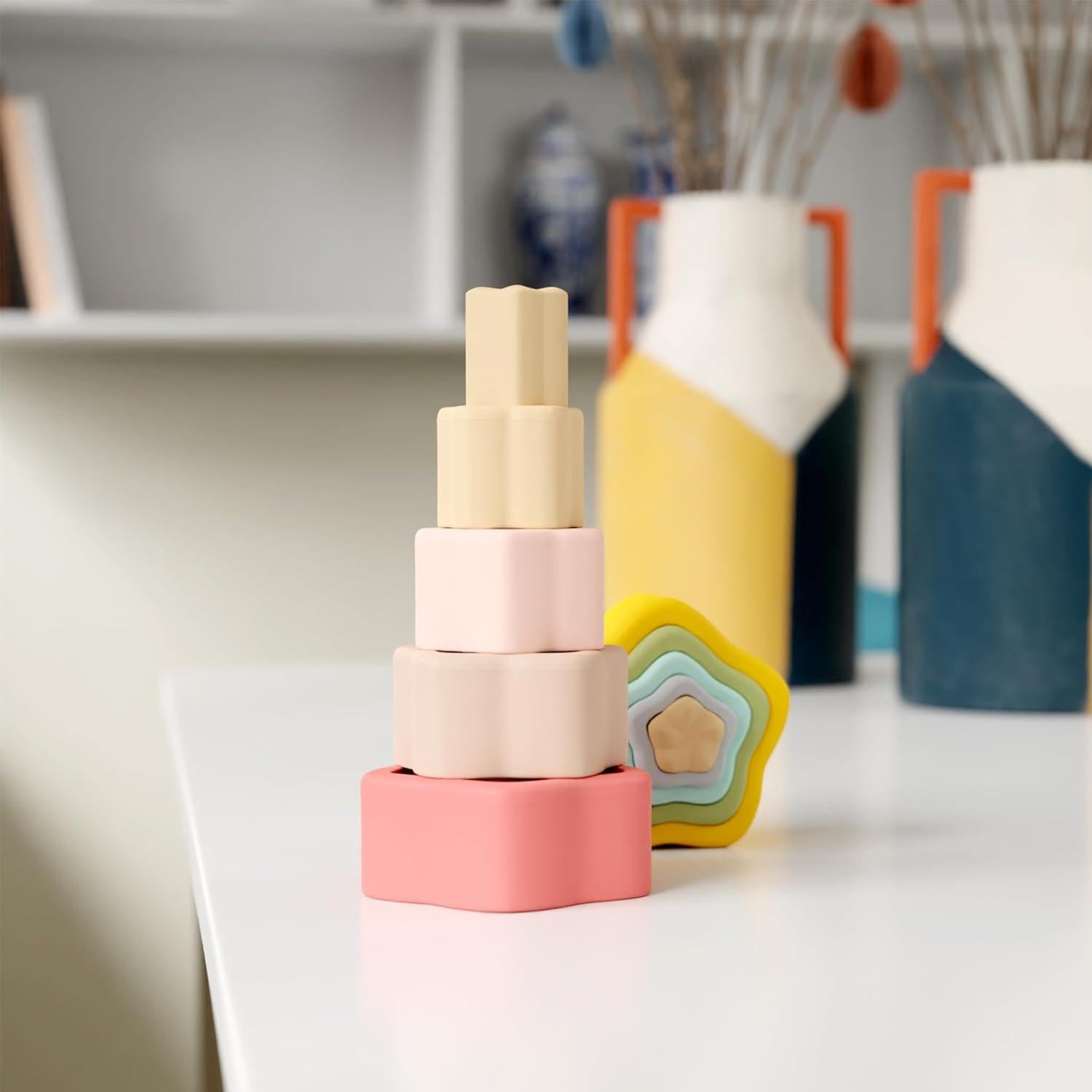 Juguete Apilable Estrella Muqee Peeko Silicona Grado Alimenticio