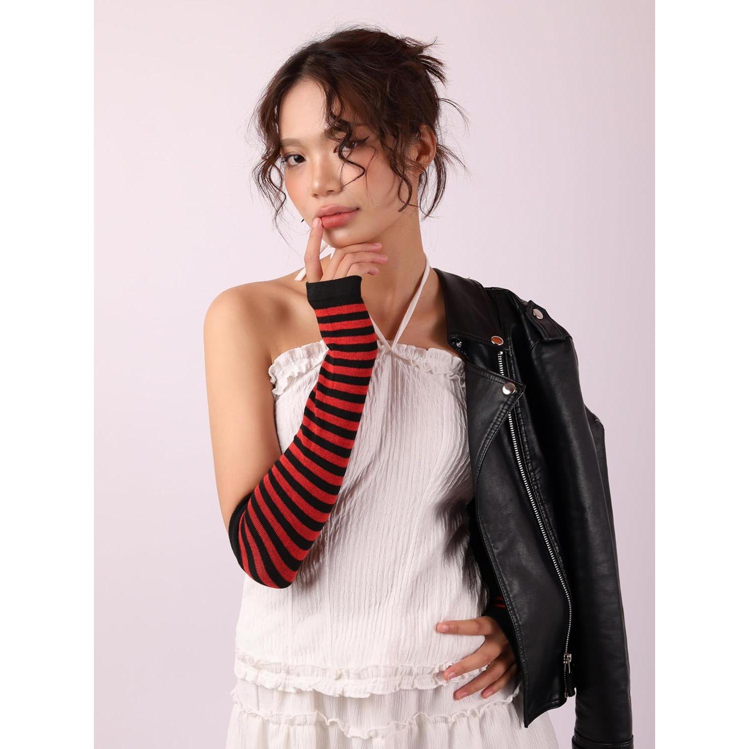 Guantes sin Dedos Sacina para Mujeres - Calentadores de Brazo Emo Punk