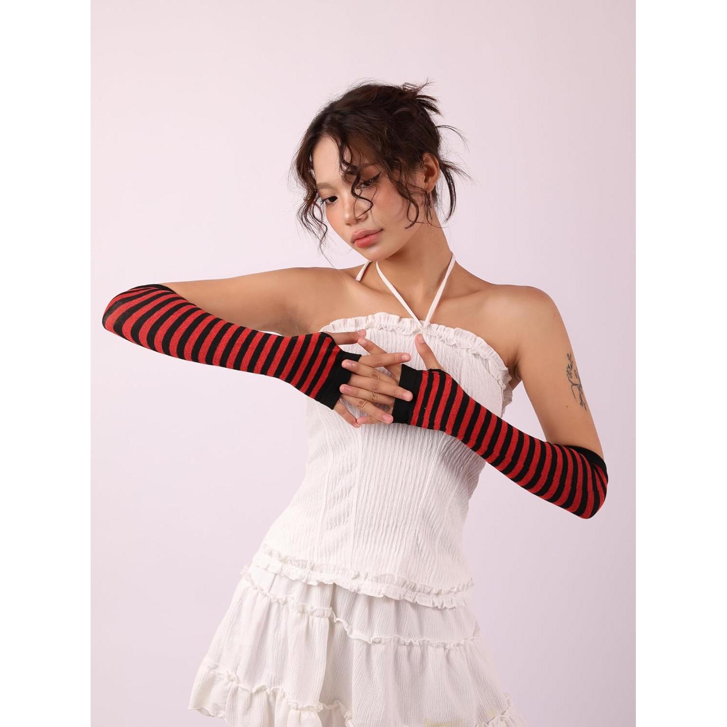 Guantes sin Dedos Sacina para Mujeres - Calentadores de Brazo Emo Punk