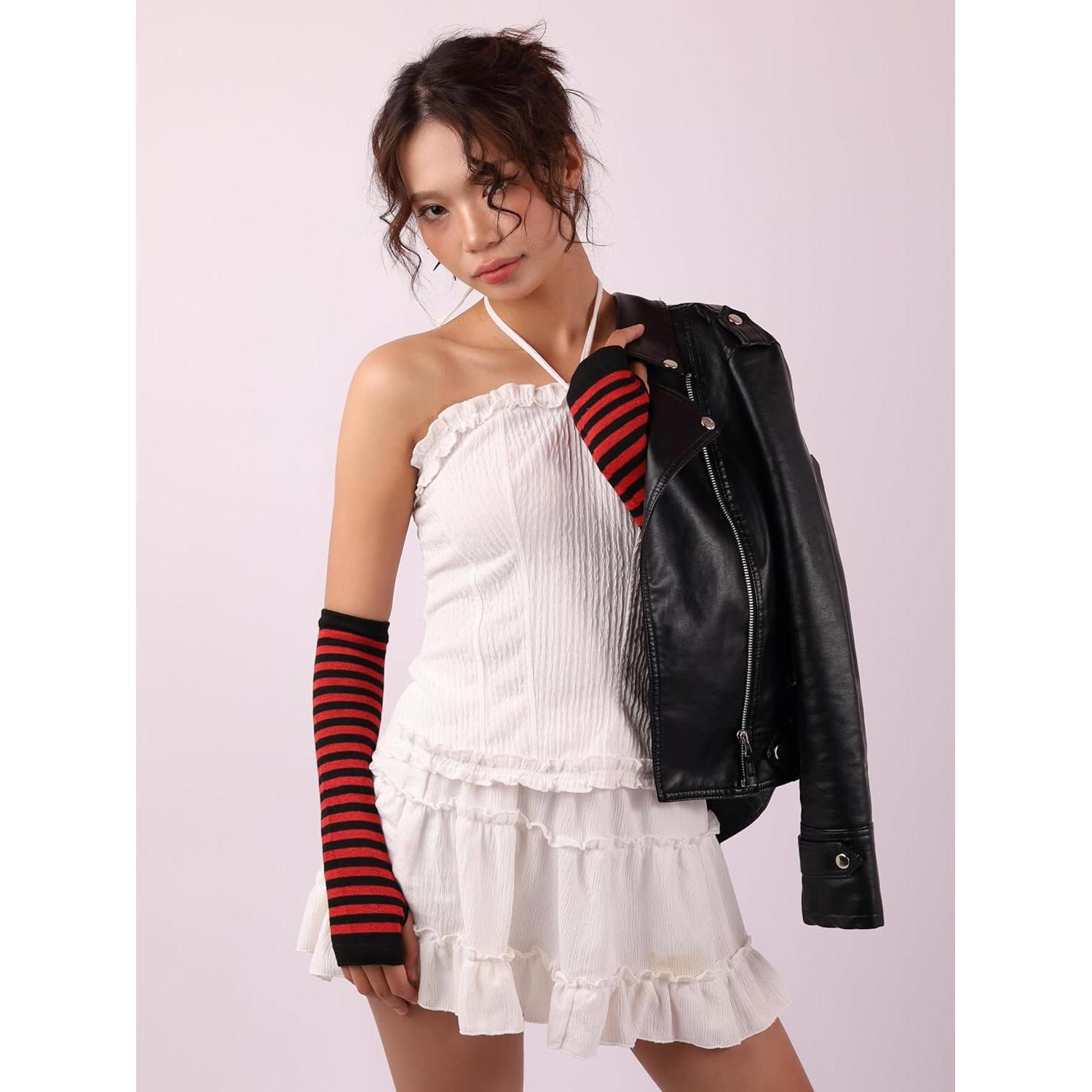 Guantes sin Dedos Sacina para Mujeres - Calentadores de Brazo Emo Punk