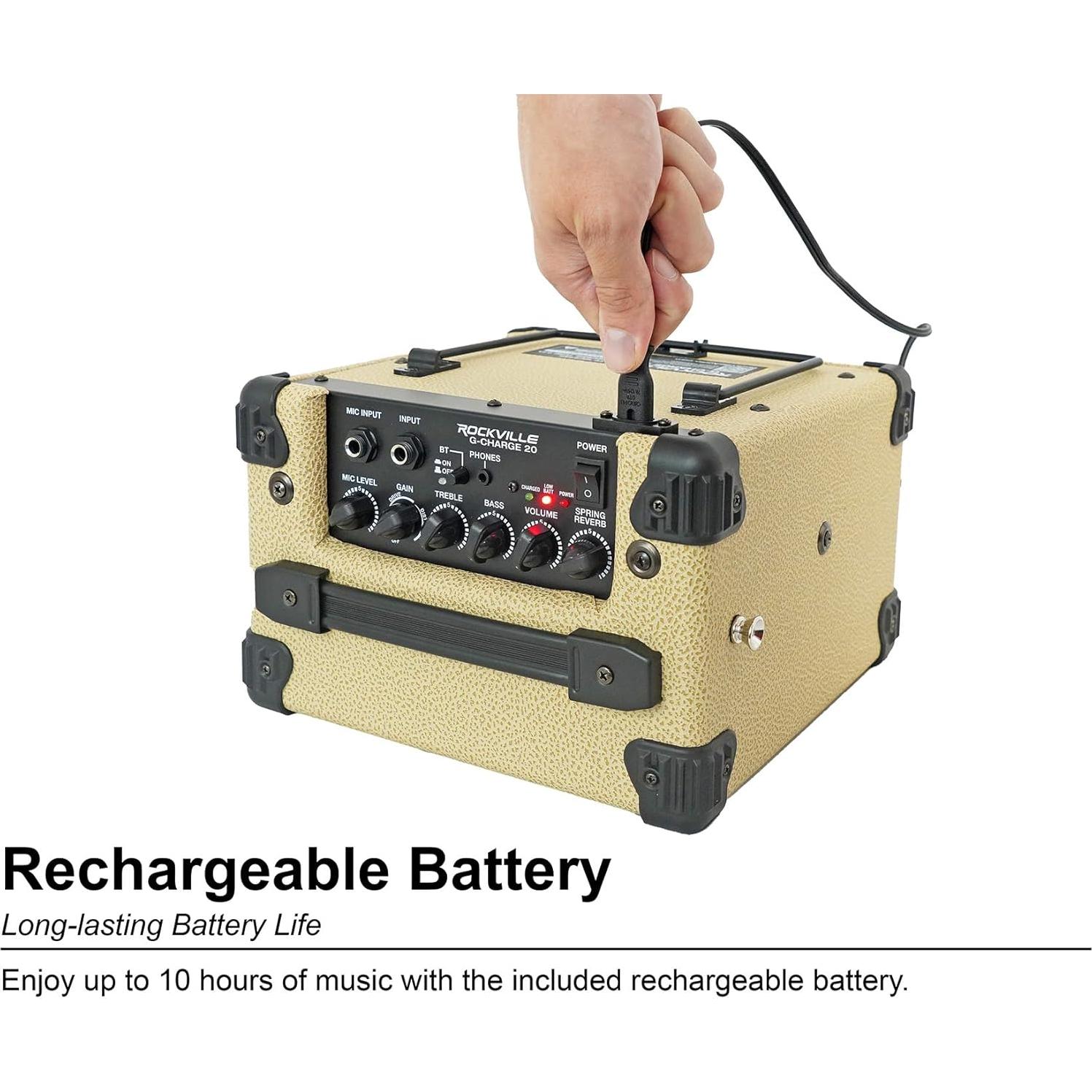 Amplificador Portátil Rockville G-CHARGE 20 Beige 20W Bluetooth