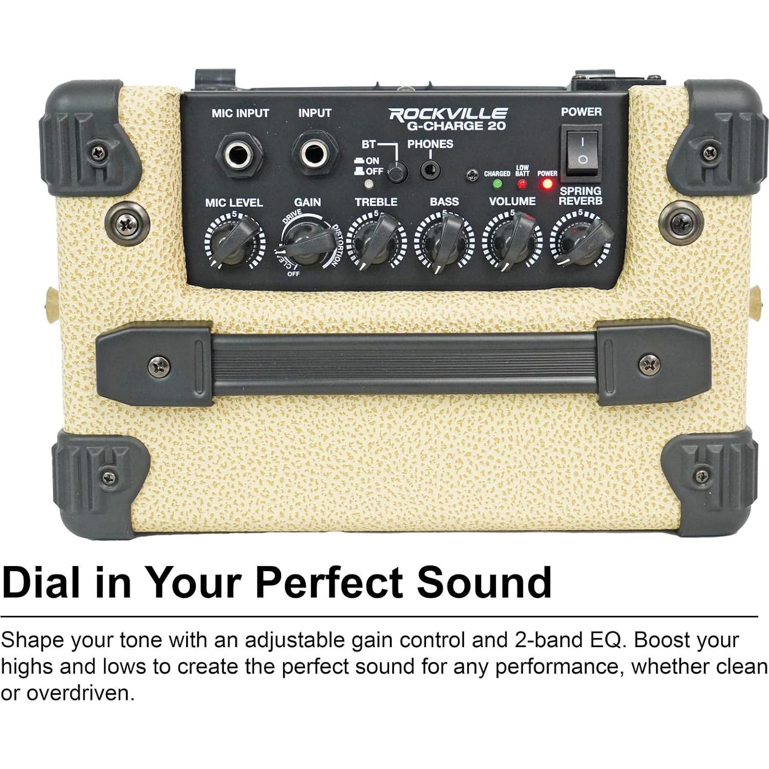 Amplificador Portátil Rockville G-CHARGE 20 Beige 20W Bluetooth