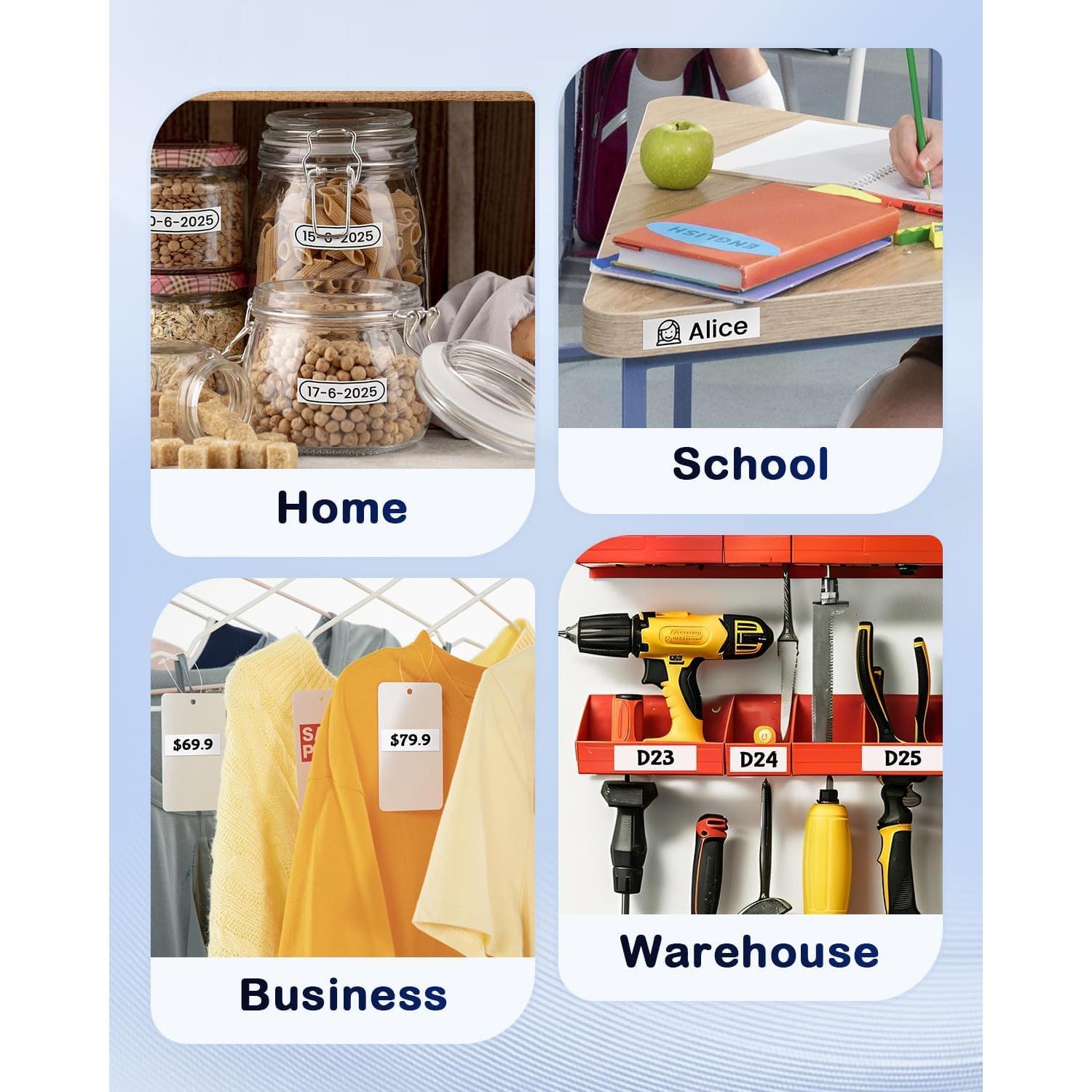 Paquete de 6 Cintas de Etiquetas Anycolor TZe-241 18mm Negro sobre Blanco