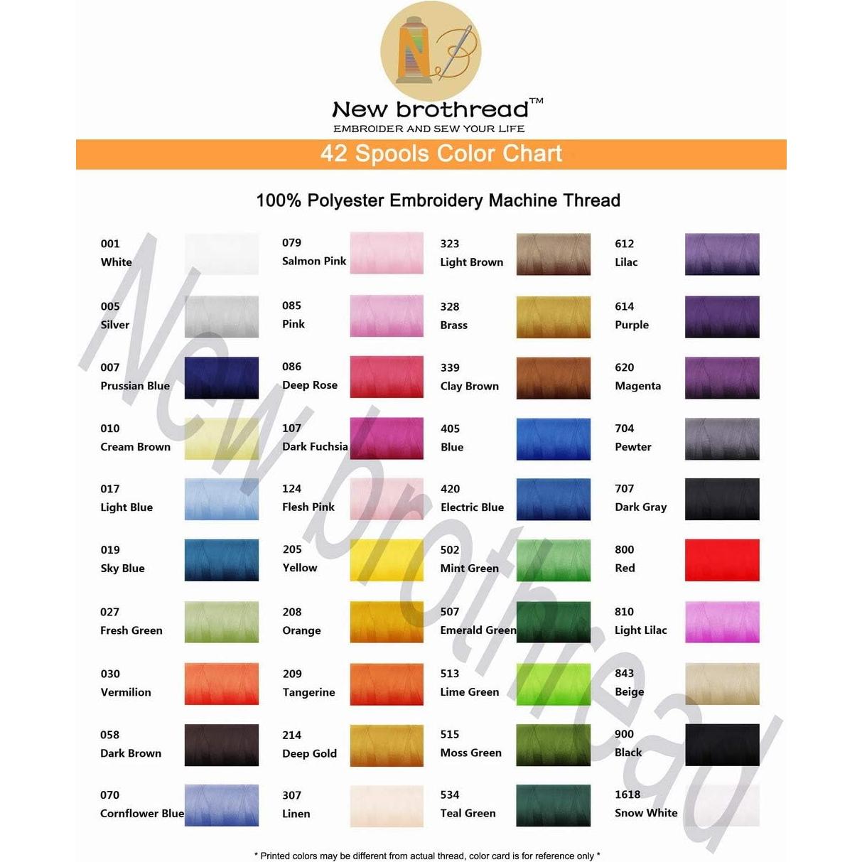 Kit de Hilos de Bordar 1000M 42 Bobinas Poliester Nuevo Brothread