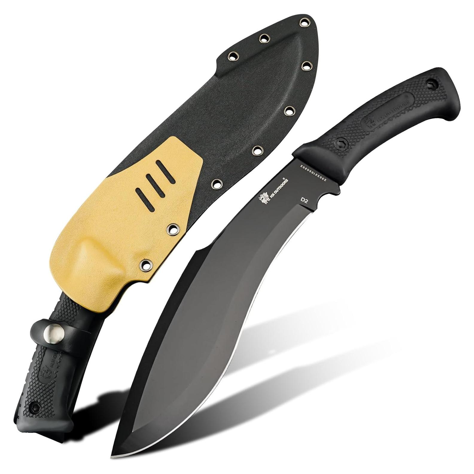 Machete Kukri HX Outdoors D292-1 de 21 cm Acero D2 Negro