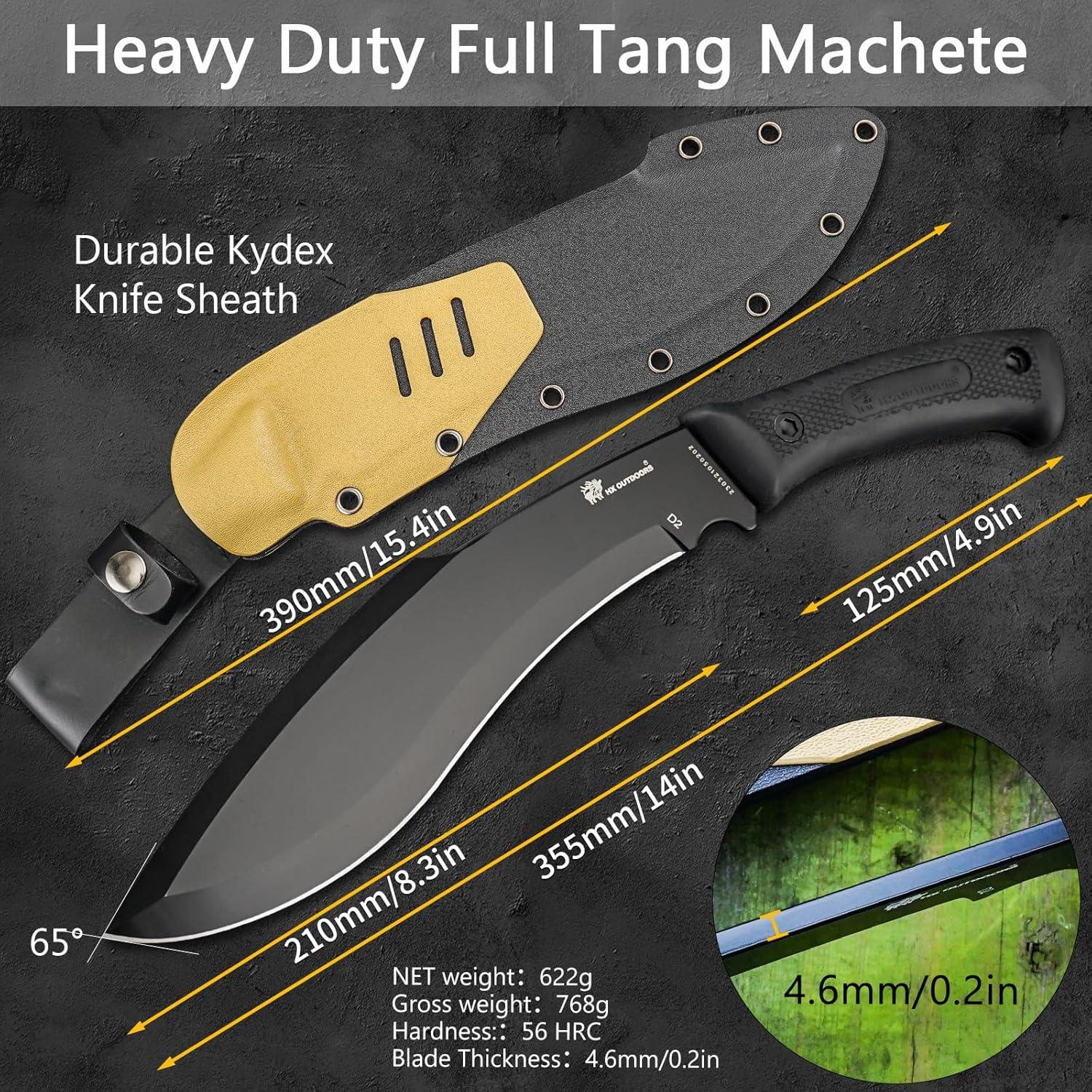 Machete Kukri HX Outdoors D292-1 de 21 cm Acero D2 Negro
