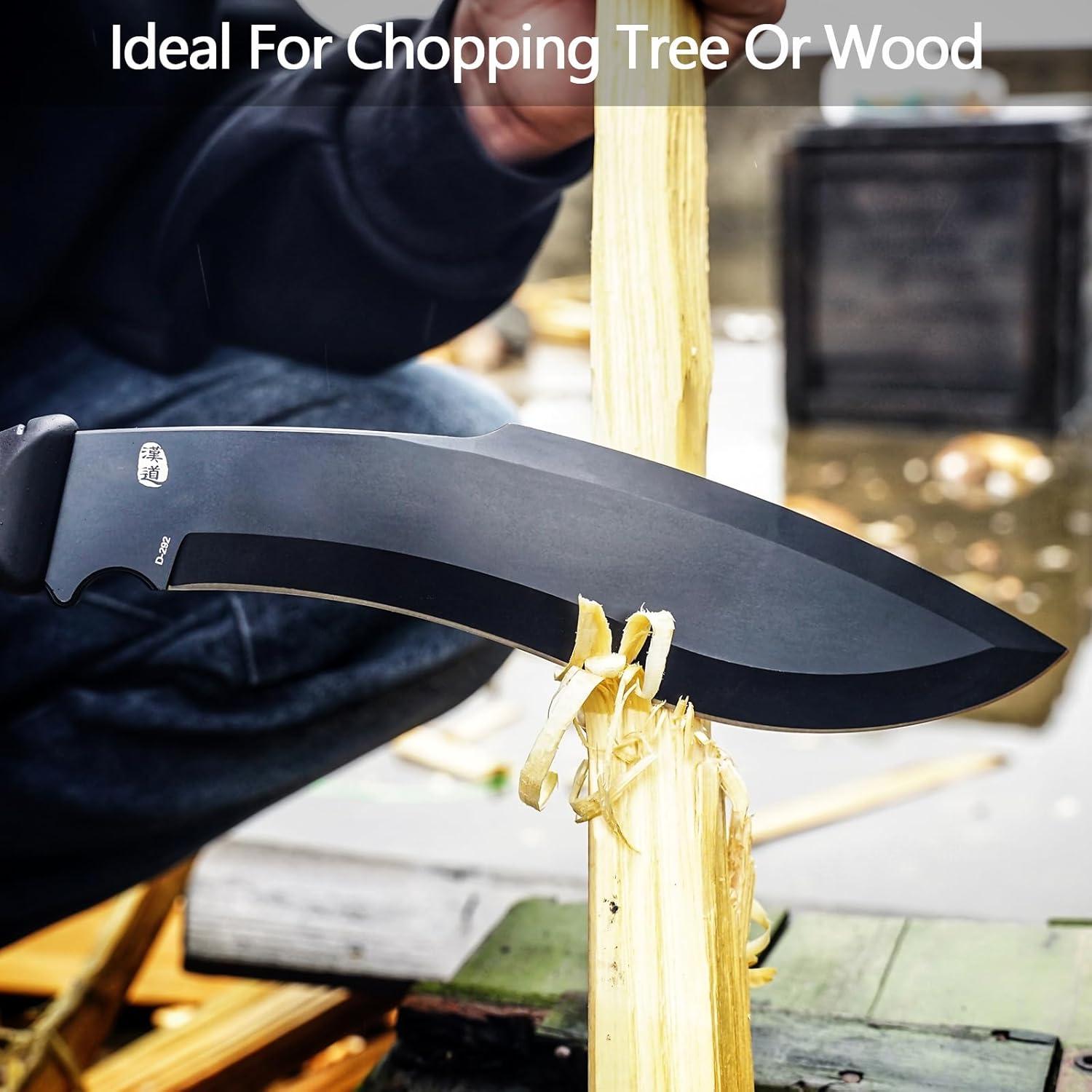 Machete Kukri HX Outdoors D292-1 de 21 cm Acero D2 Negro