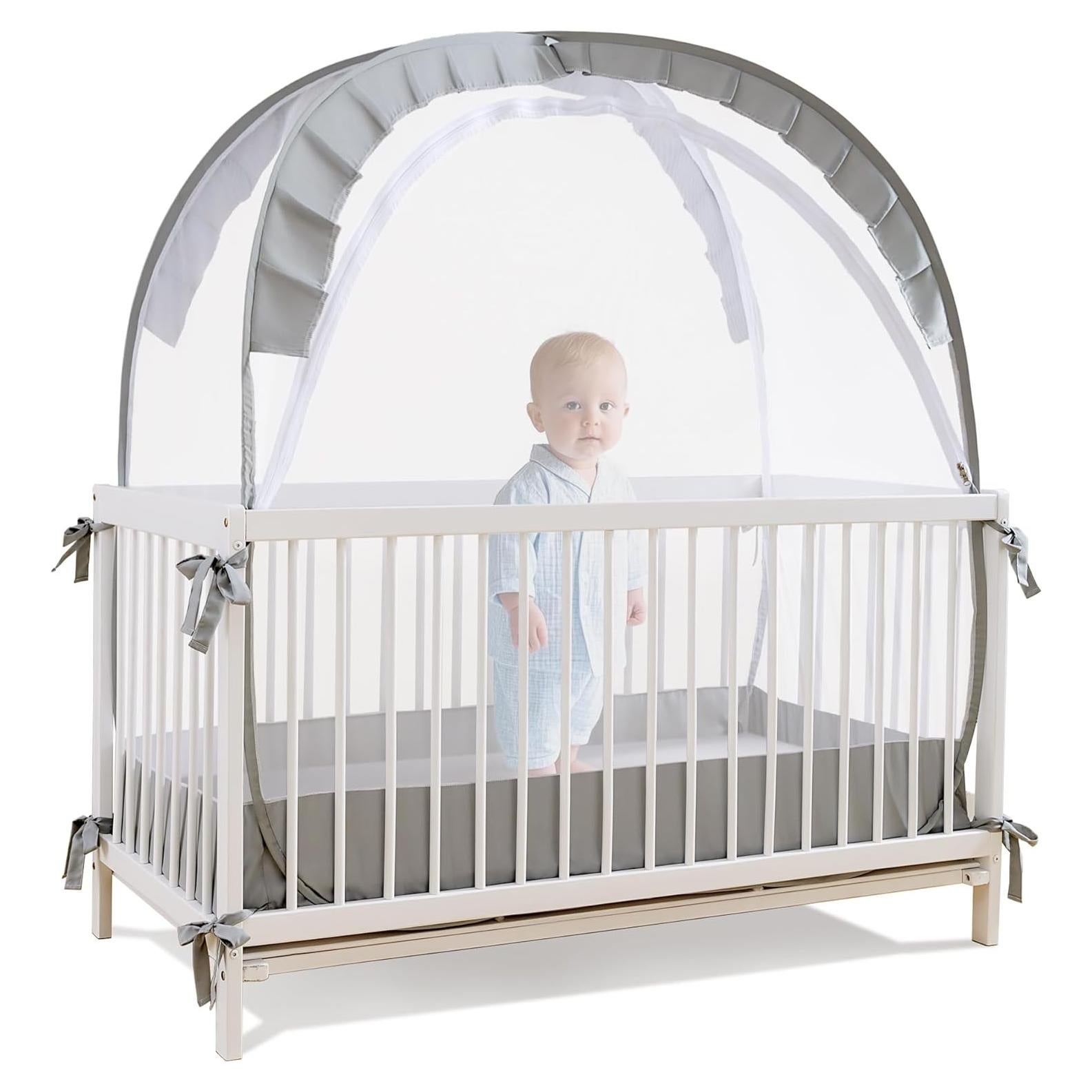 Carpa para Cuna Lazyzzzz Gris Plegable con Doble Cierre 140x70 cm