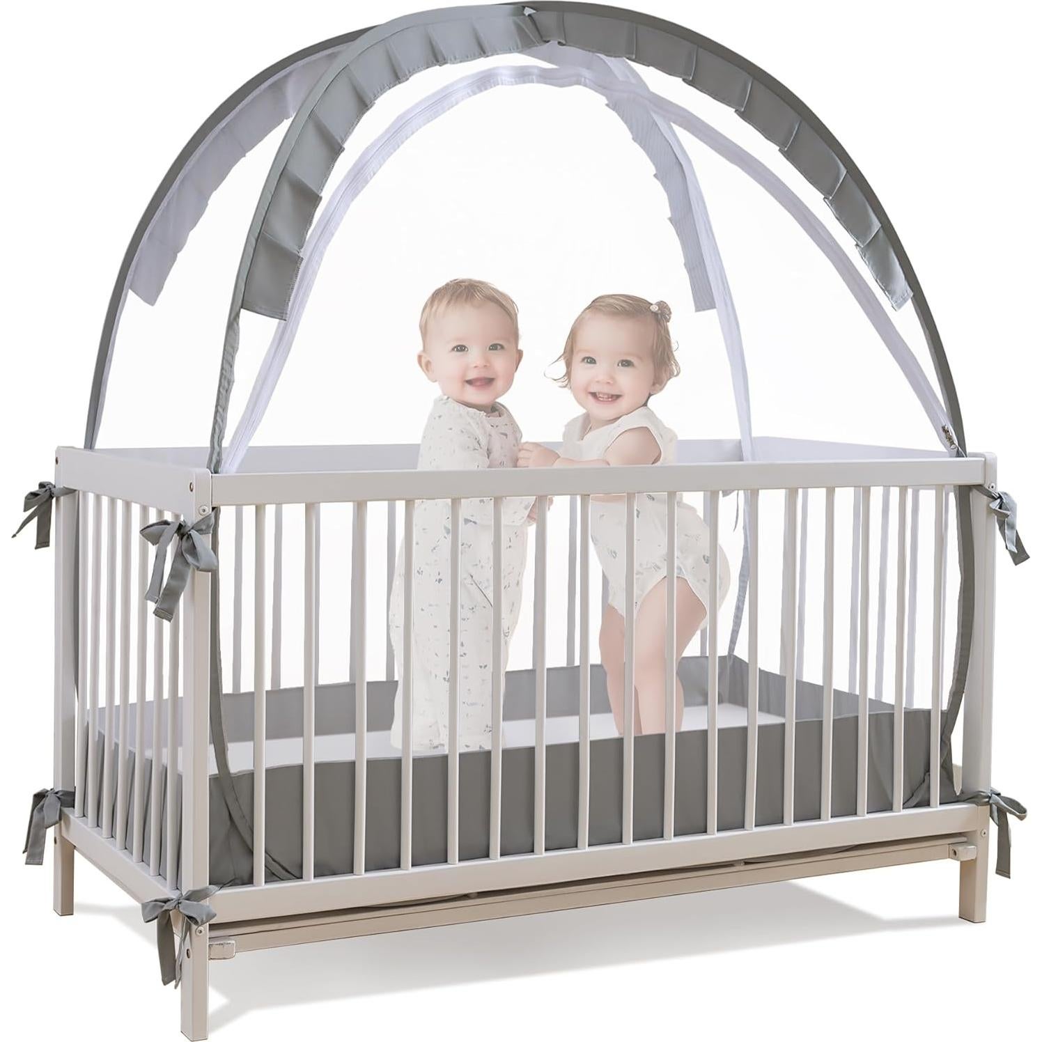 Carpa para Cuna Lazyzzzz Gris Plegable con Doble Cierre 140x70 cm