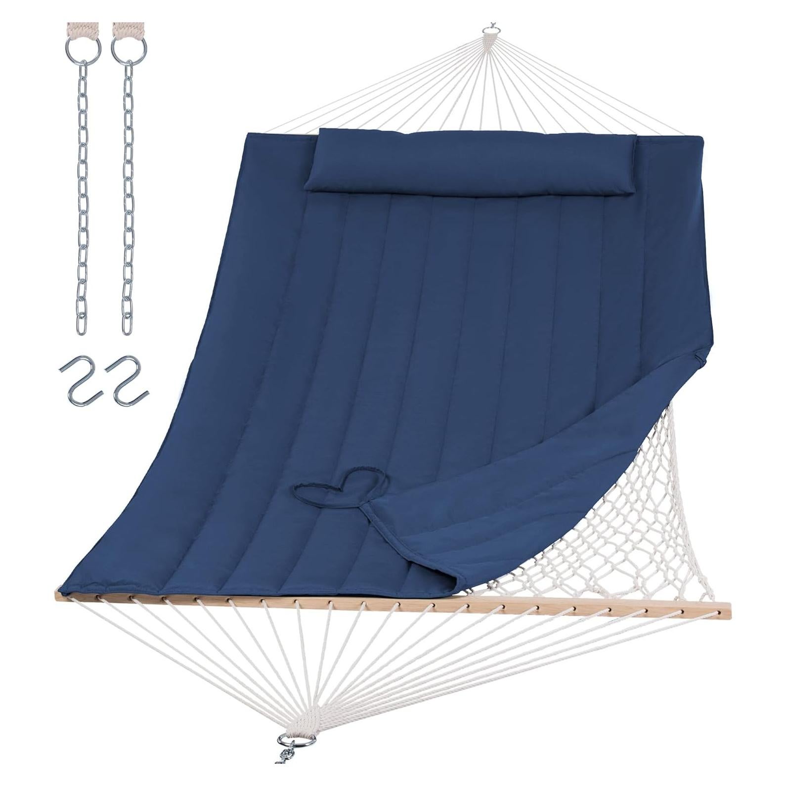 Hamaca Doble SUNCREAT 4.57m Azul Oscuro con Almohada 215kg