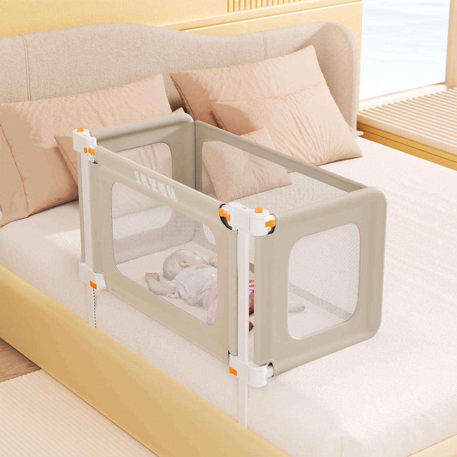 Cuna Lateral 2 en 1 JAZSH Beige 175.9x49 cm con Red Antimosquitos