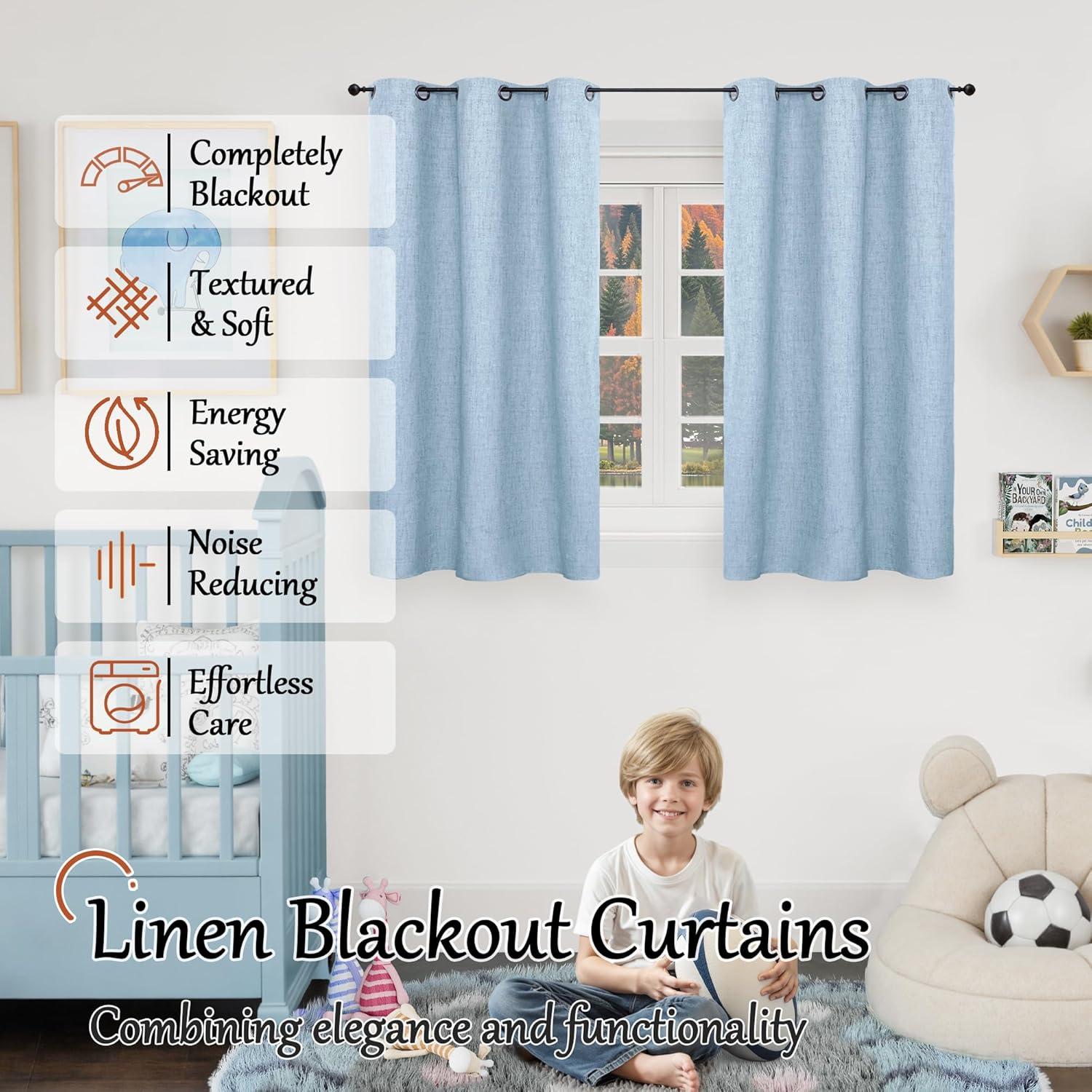 Cortinas Opacas Lajode 96.5x101.6 cm Azul Bebé 2 Paneles