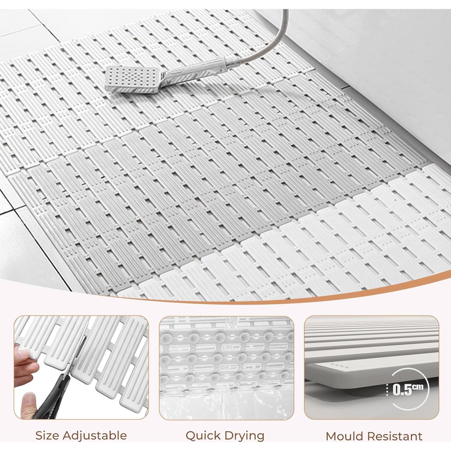 Alfombrilla Antideslizante para Baño PuoWeo 90x40cm Gris