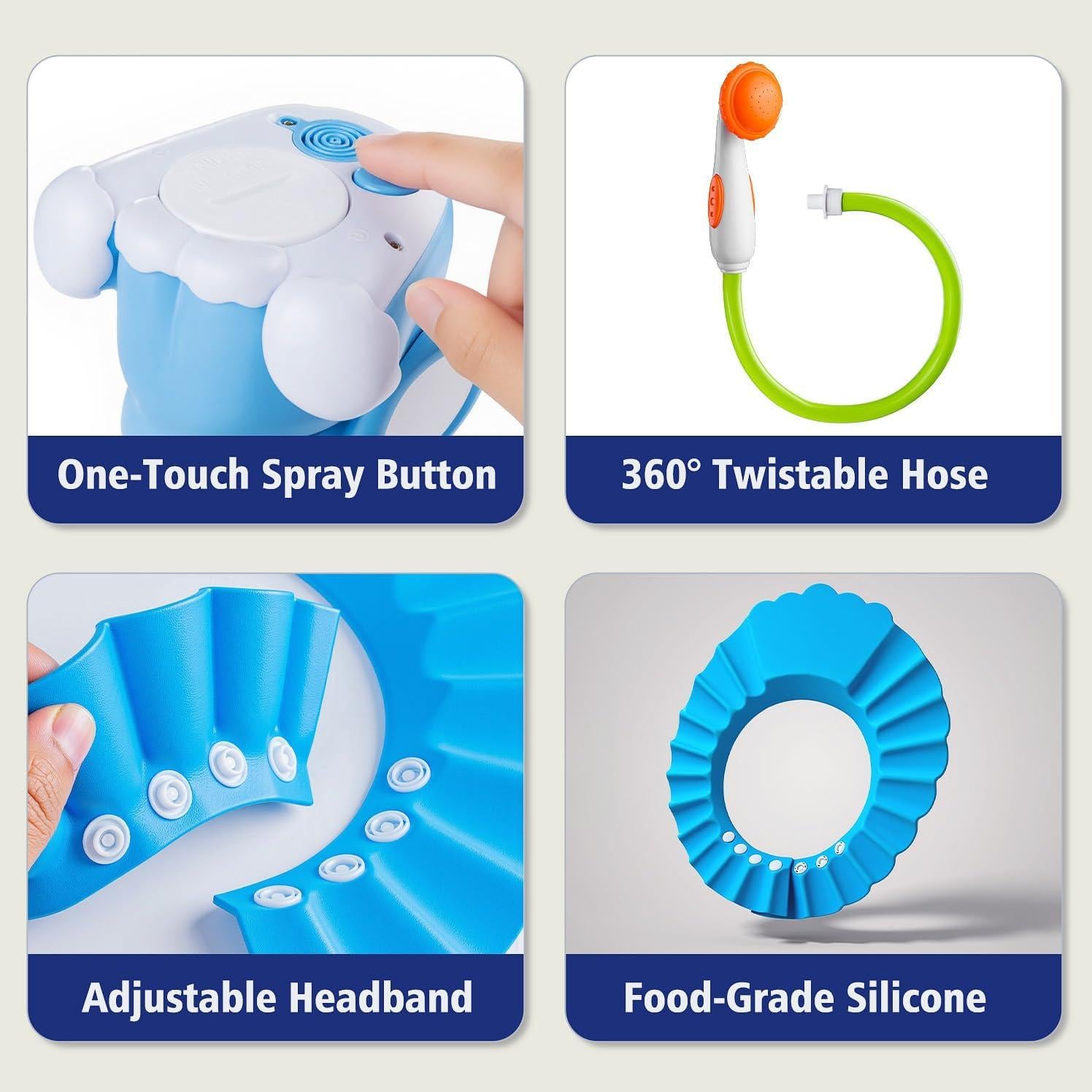 Juego de Cabezal de Ducha Elefante Fanfoobi + Gorro Bebé