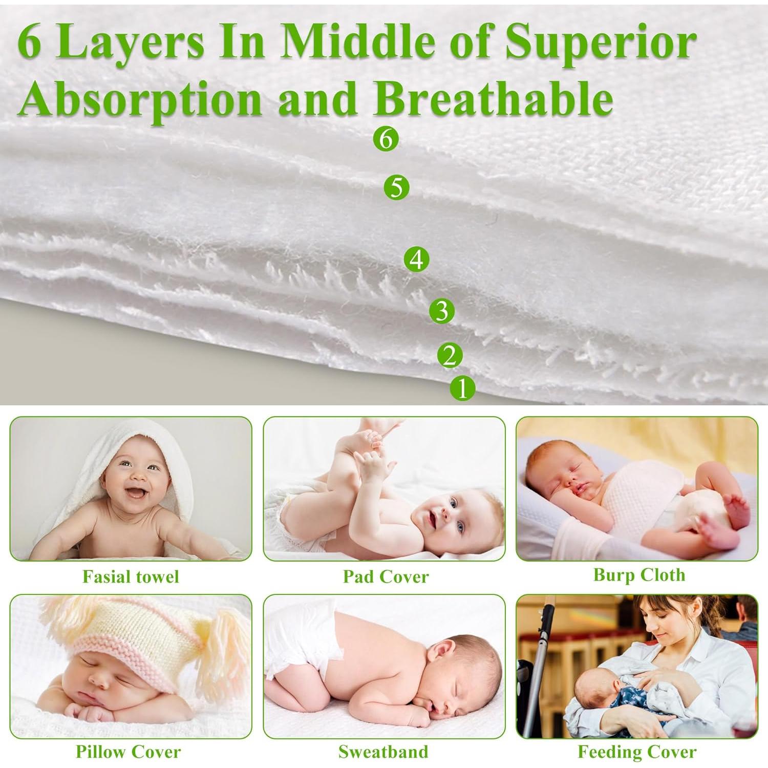 Paños de Tela 6 Capas Fasoar Algodón Absorbente 50x36cm