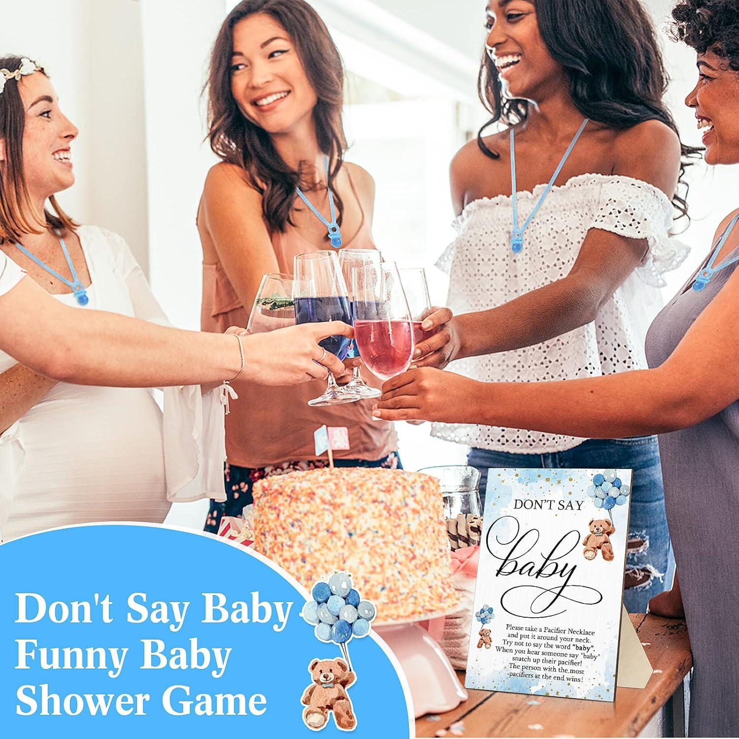 Juego de Baby Shower Wesiti 51 Piezas Azul con Letrero y Chupetes