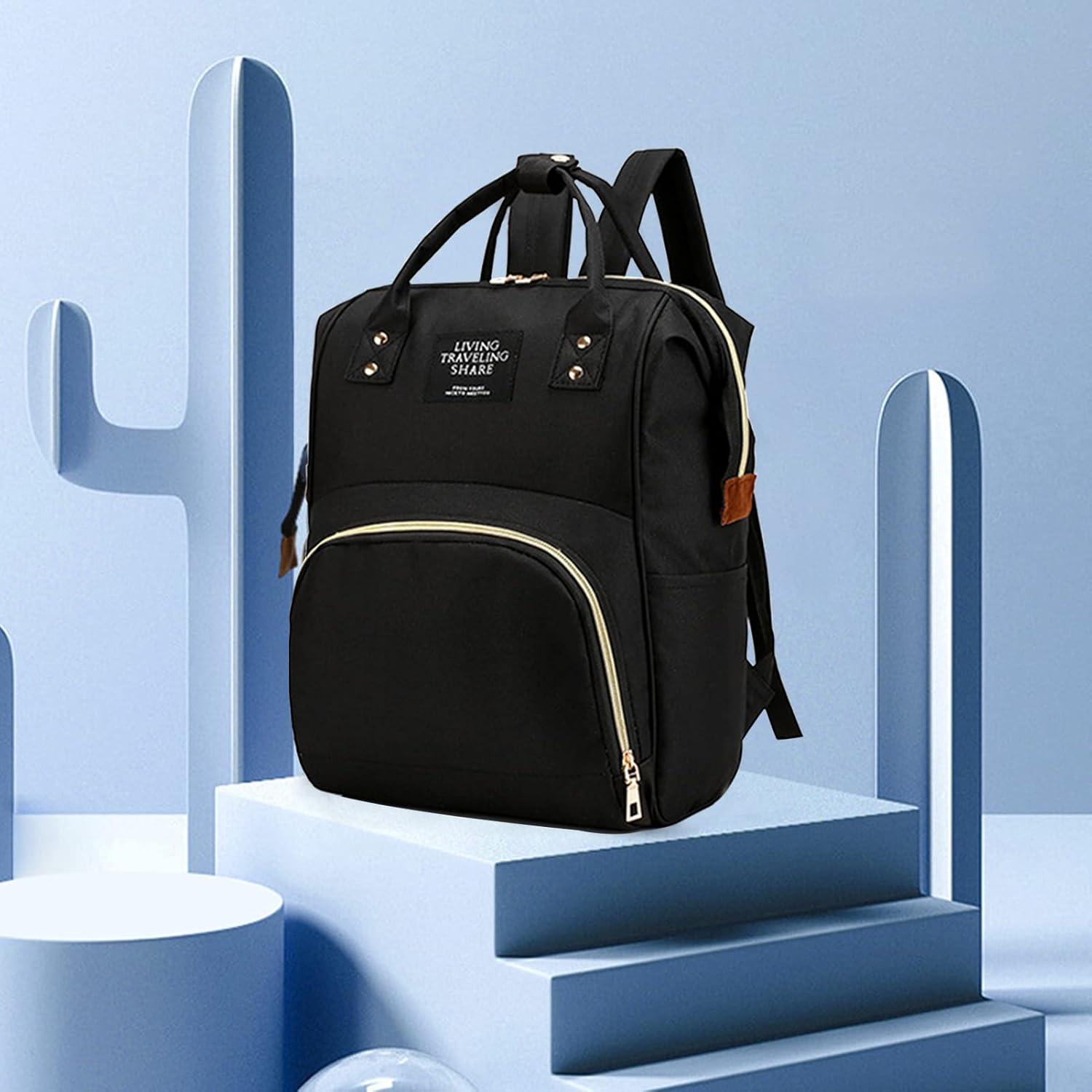 Mochila de Pañales Timberer Negra con Bolsillos Organizadores