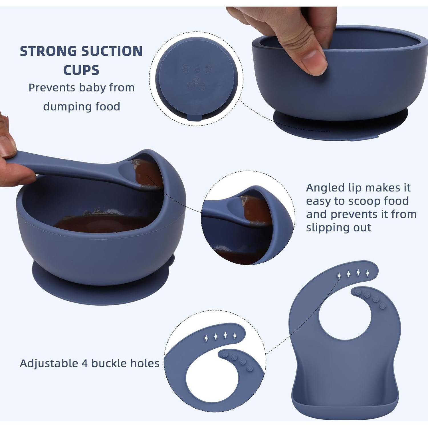 Set de Alimentación para Bebés Hepotk 16 Piezas Silicona Azul