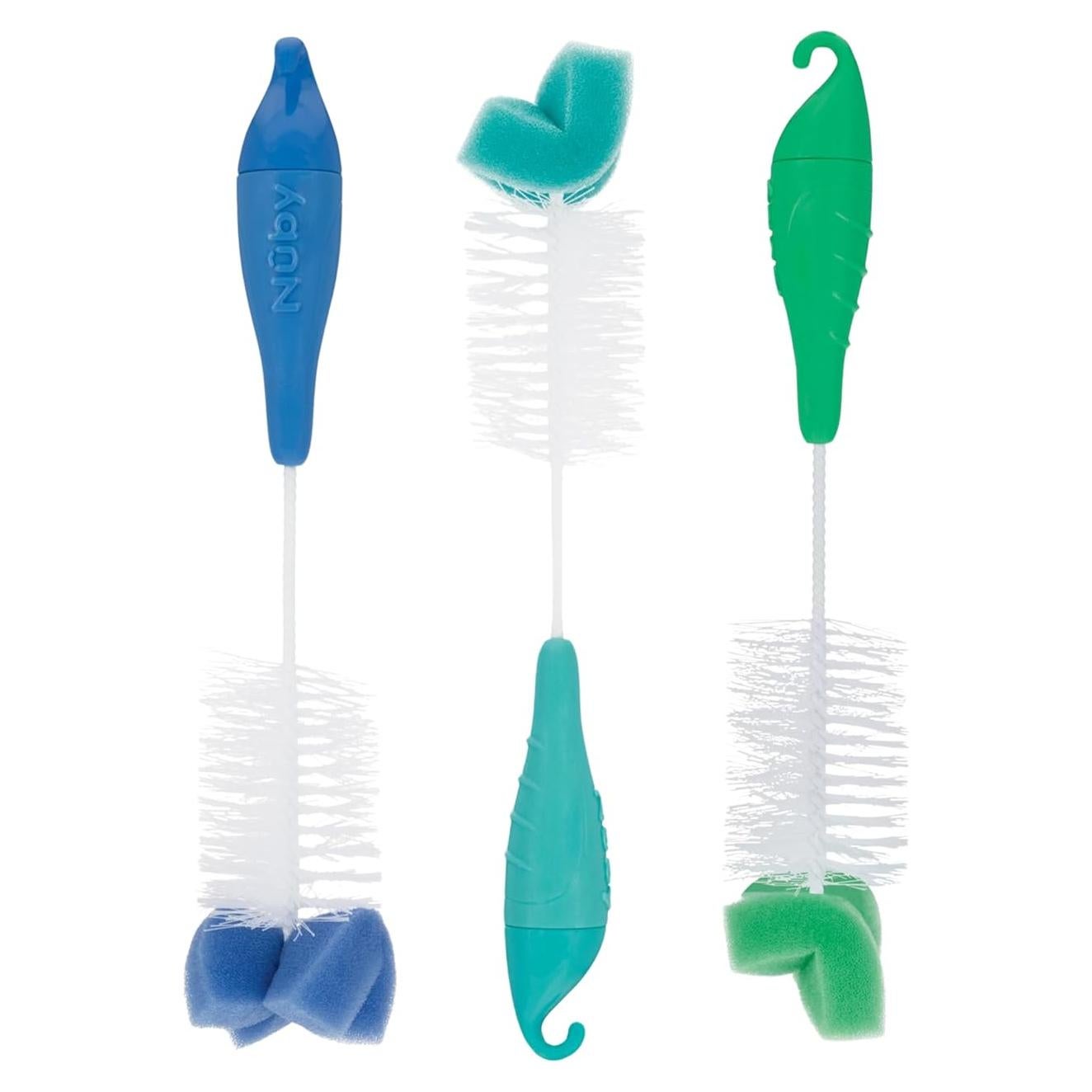 Cepillo de Botella y Tetina Nuby 3 Piezas Aqua Azul Verde