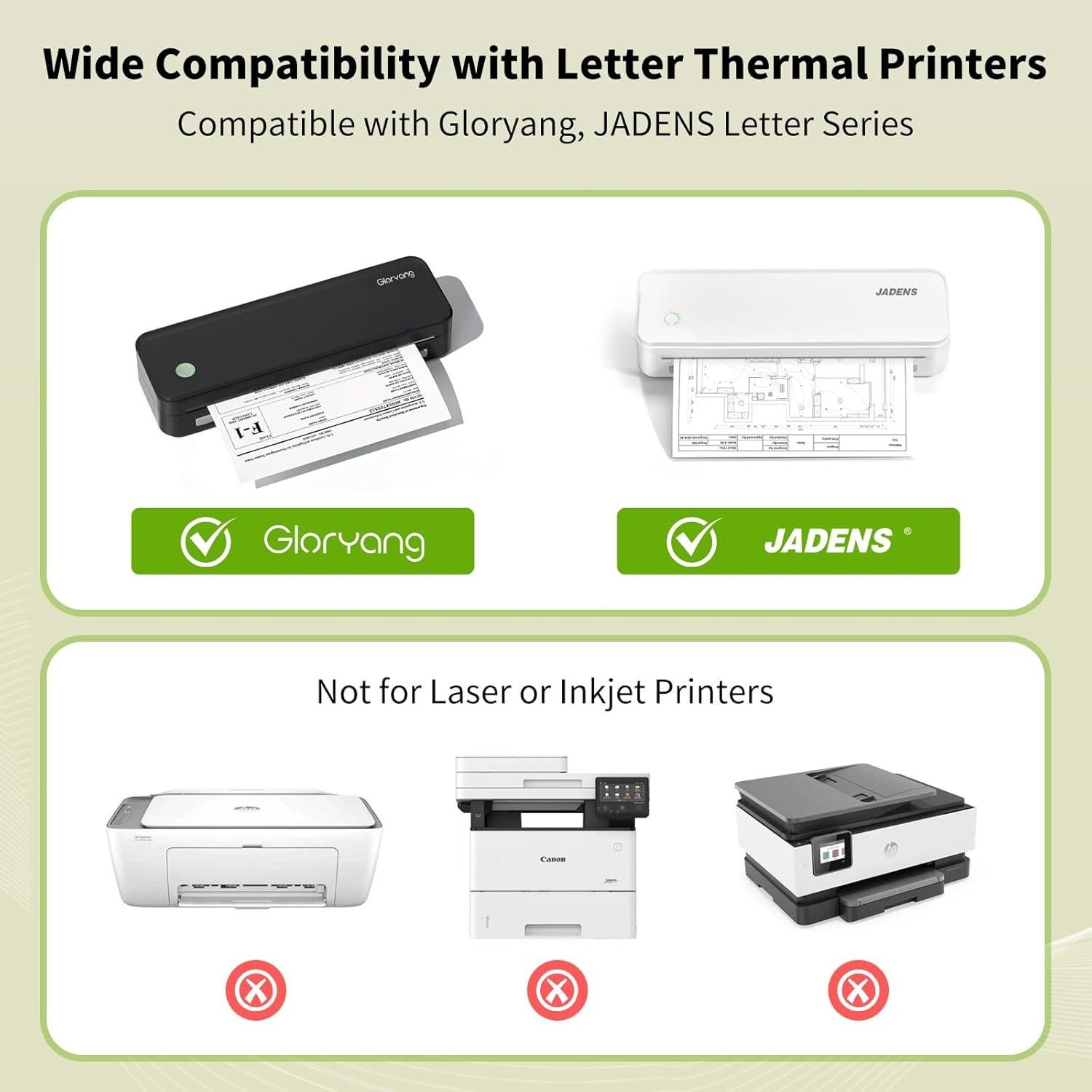 Papel Térmico Gloryang Carta 21.6x27.9cm 4 Rollos 100 Hojas