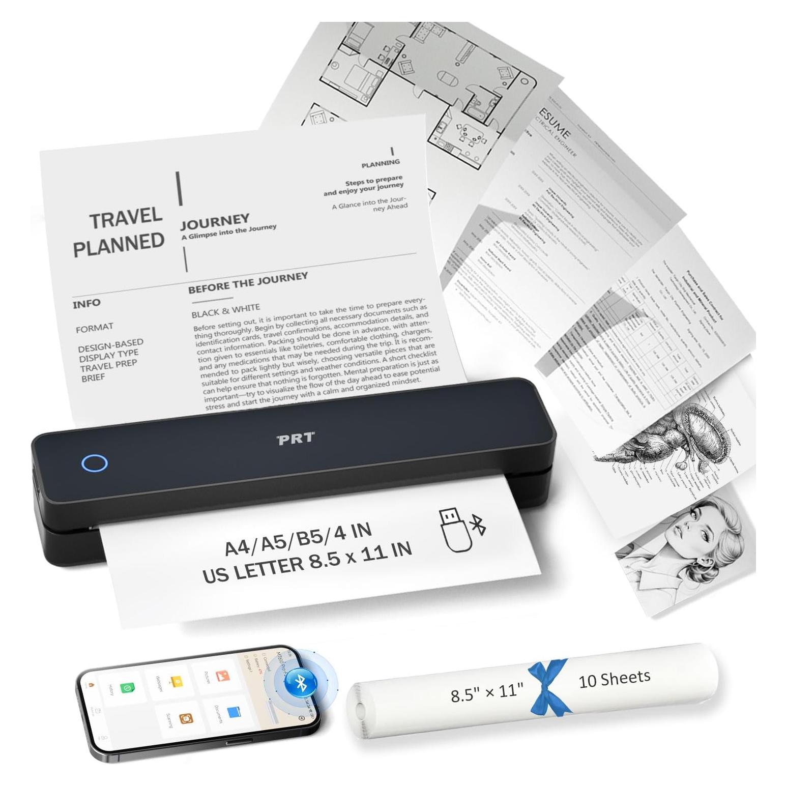 Impresora Térmica Portátil PRT610 - Sin Tinta, Bluetooth, A4