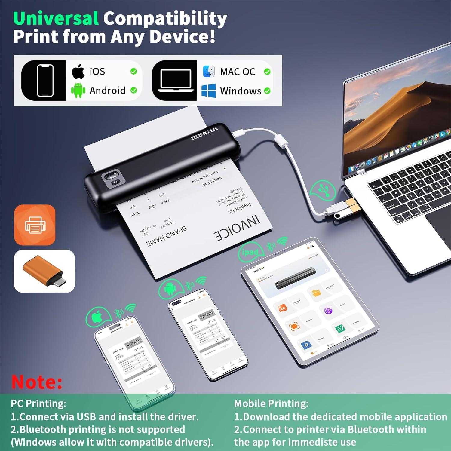 Impresora Térmica Portátil Rongta F82 Inalámbrica A4 993g