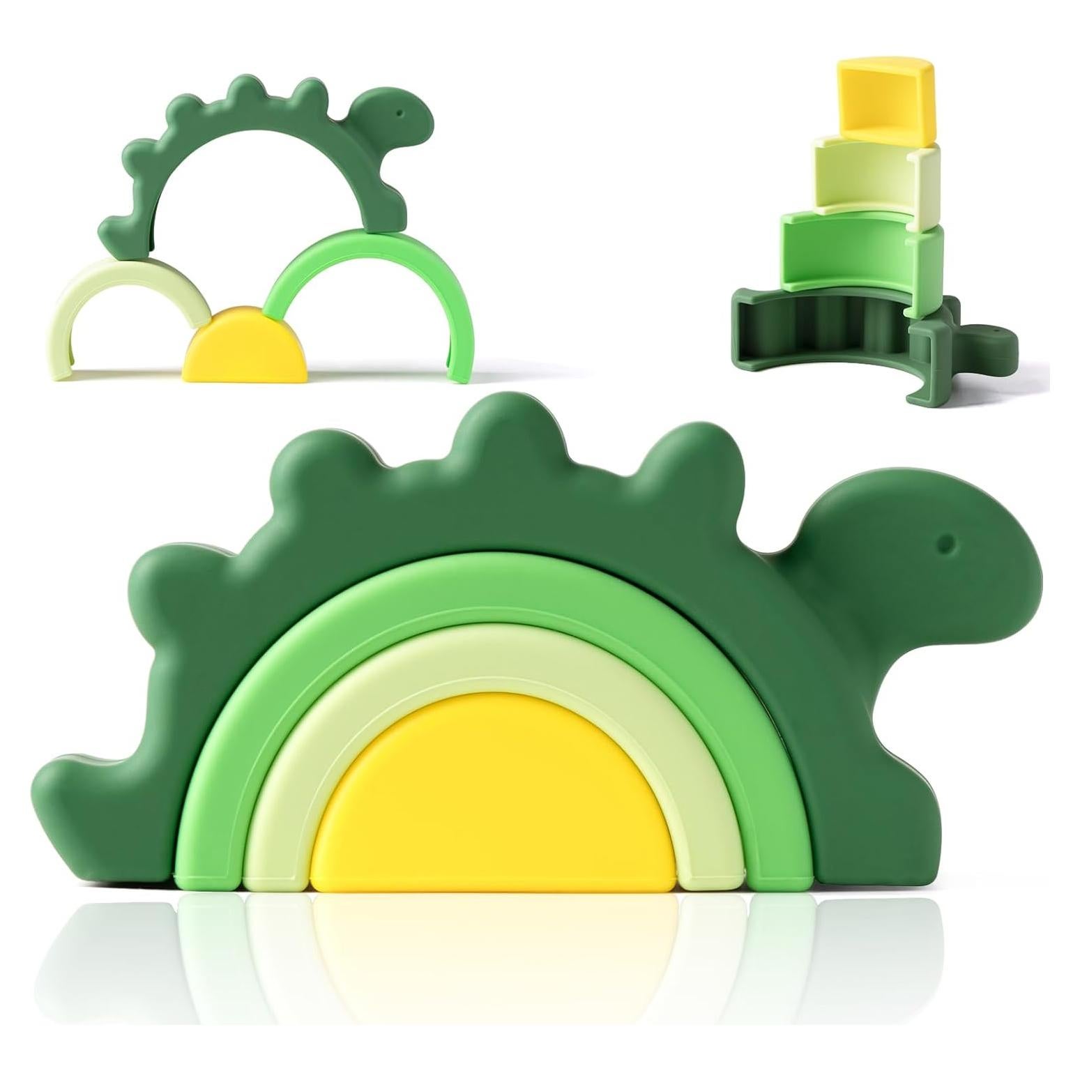Juguete apilable de silicona NCVI dinosaurio verde 12+ meses