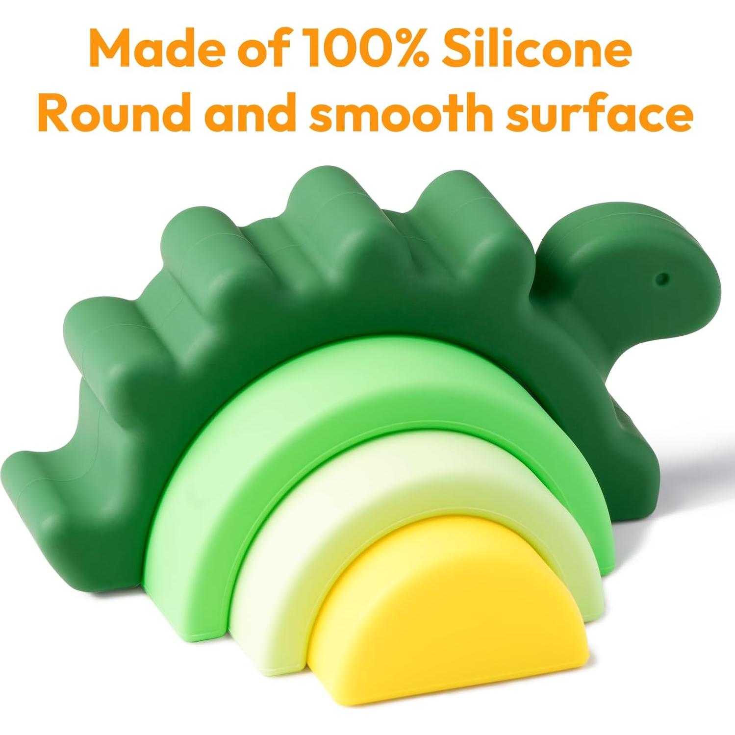 Juguete apilable de silicona NCVI dinosaurio verde 12+ meses