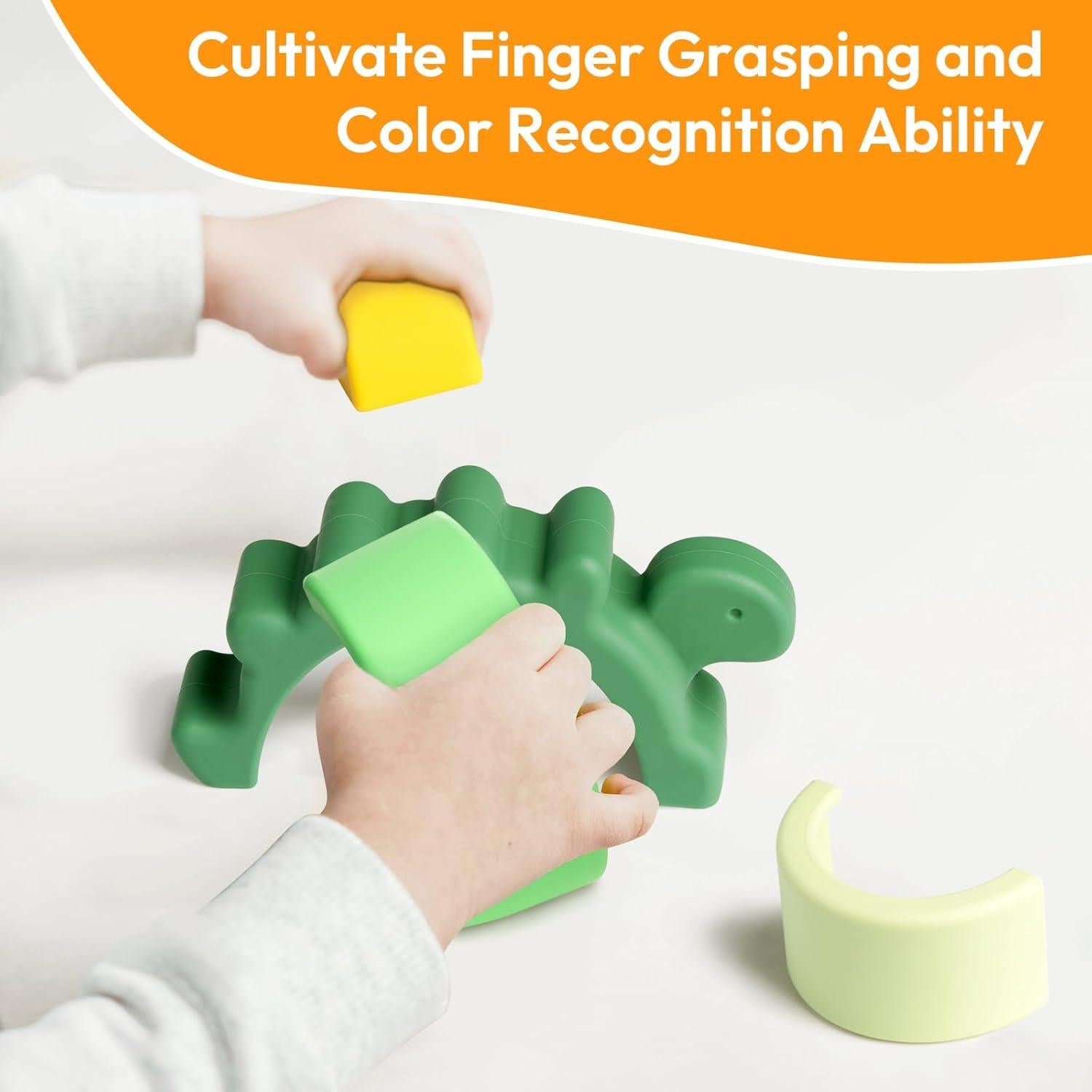 Juguete apilable de silicona NCVI dinosaurio verde 12+ meses