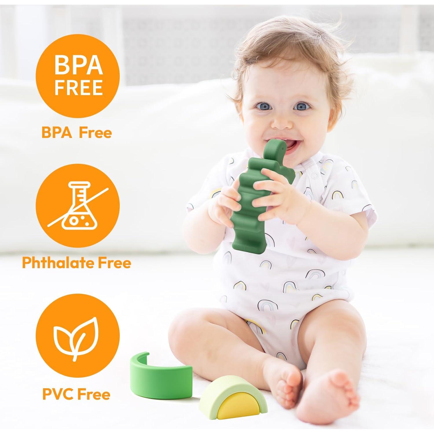 Juguete apilable de silicona NCVI dinosaurio verde 12+ meses
