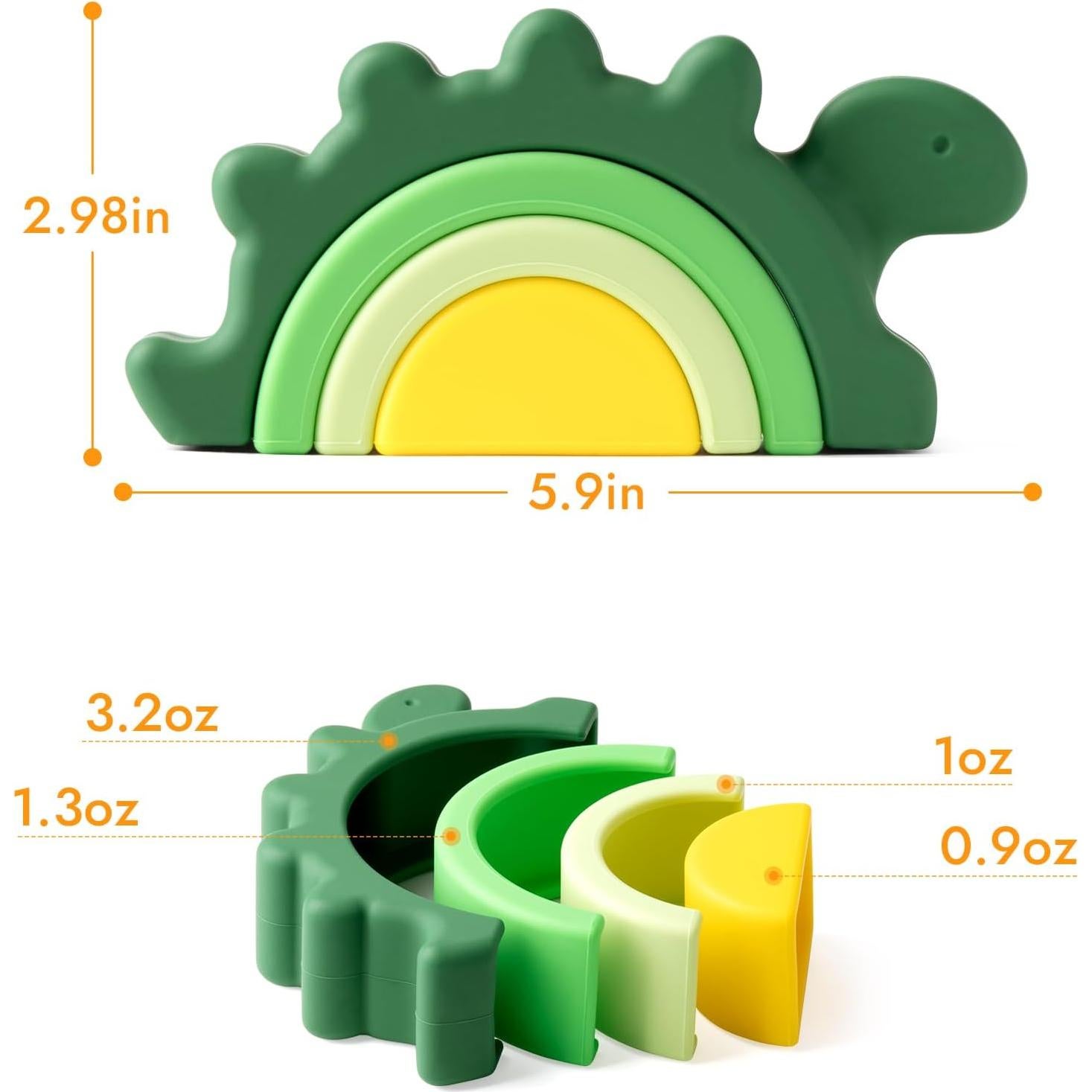 Juguete apilable de silicona NCVI dinosaurio verde 12+ meses