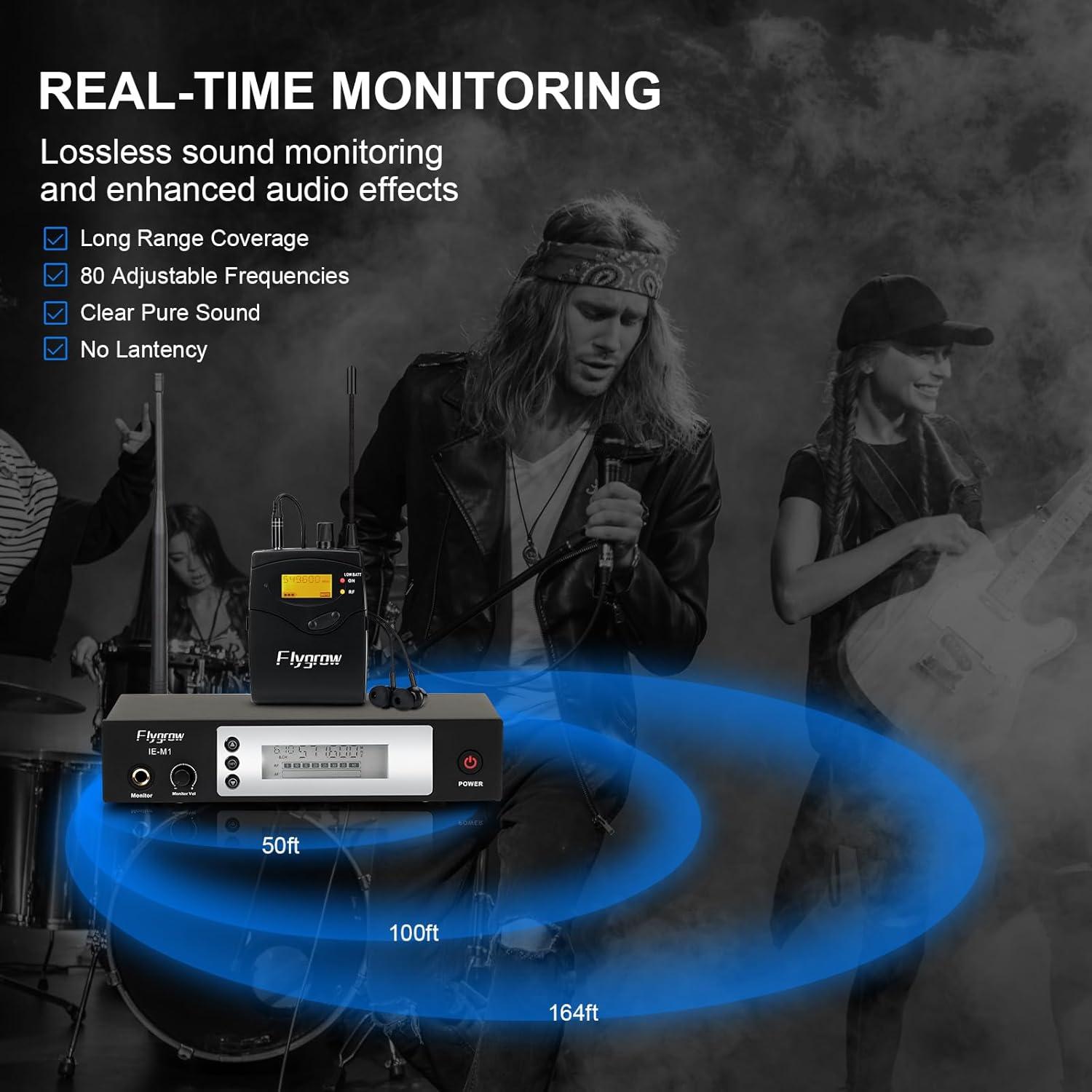 Sistema de Monitoreo In-Ear Inalámbrico Flygrow IE-M1 50m